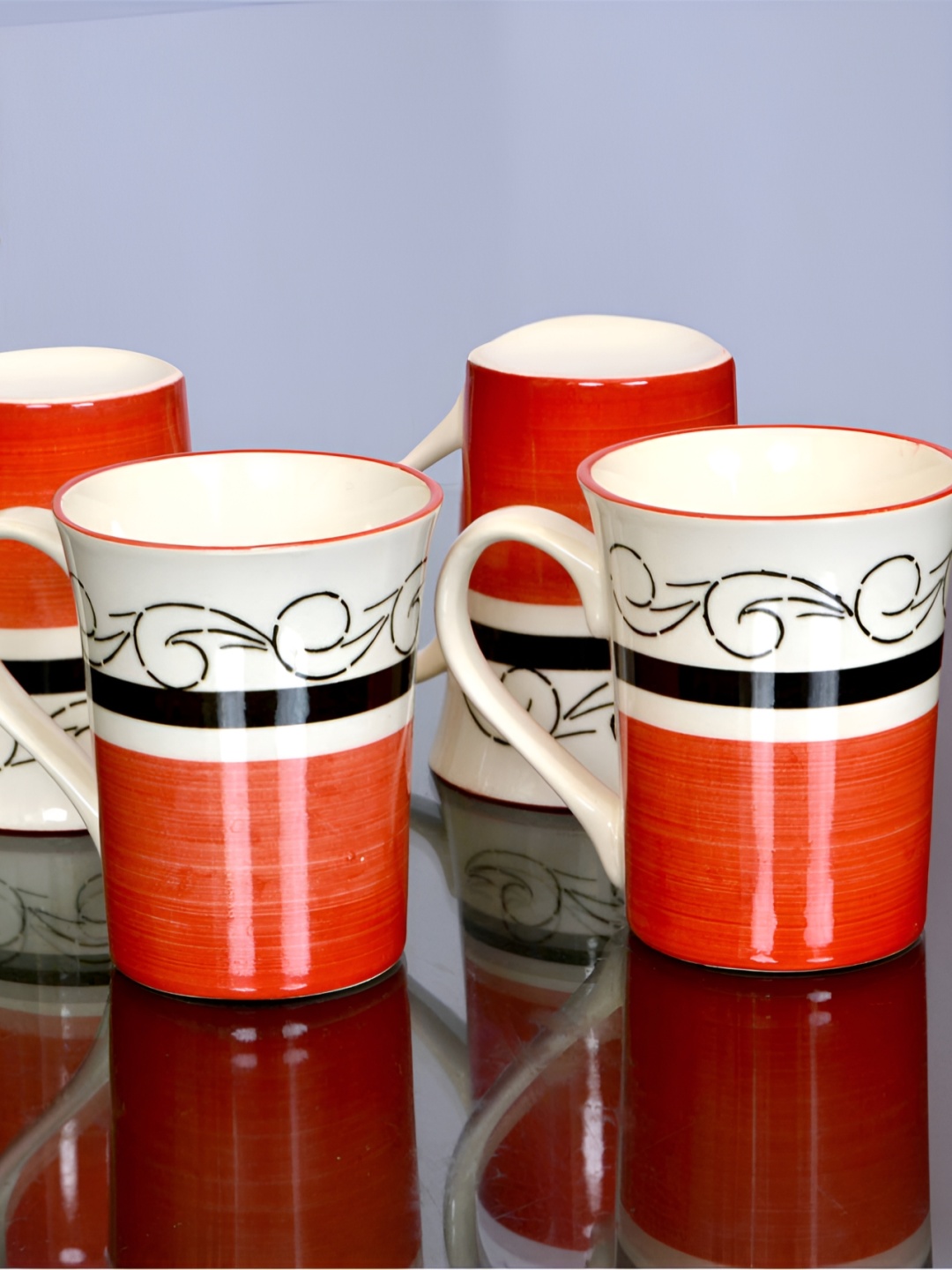 

Kittens White & Orange 4 Pieces Printed Ceramic Glossy Mugs 300ml