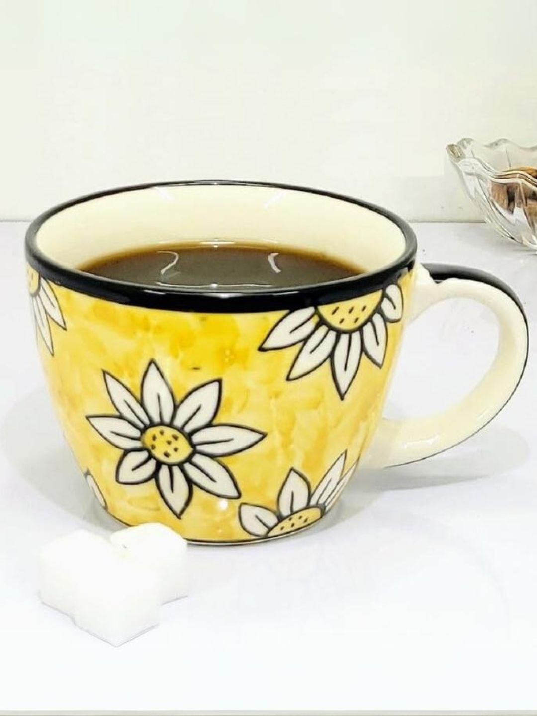 

Kittens Yellow Handcrafted and Hand Painted Printed Ceramic Glossy Cups and Mugs