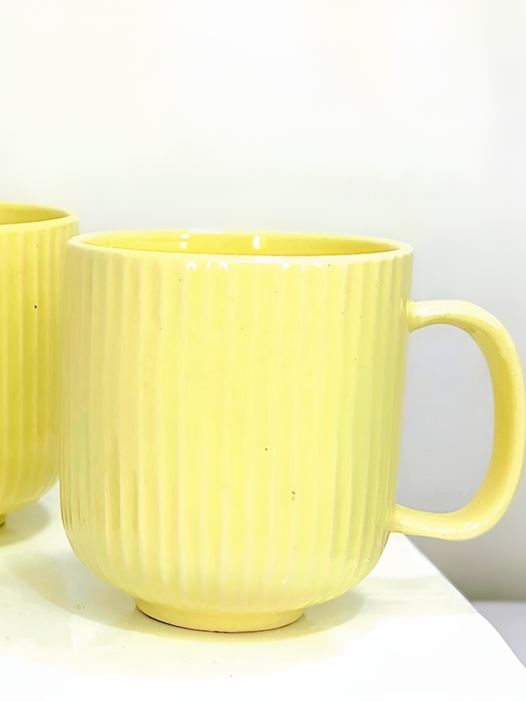 

Kittens Yellow 2 Pieces Handcrafted and Hand Painted Solid Ceramic Glossy Cups and Mugs