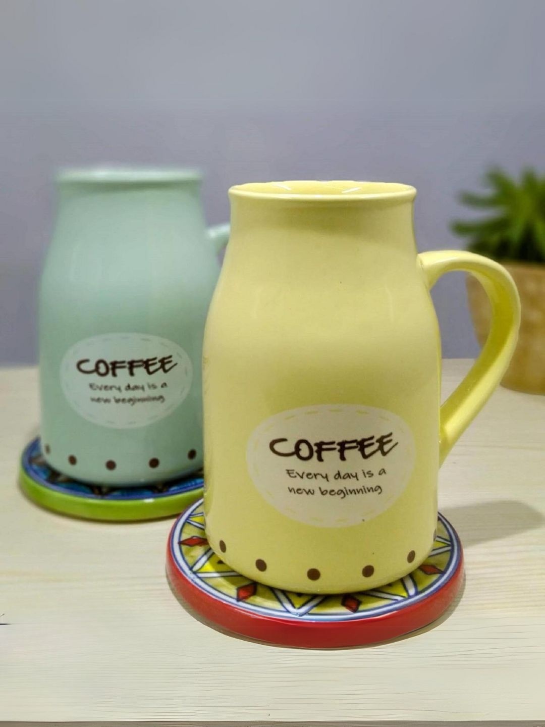 

Kittens Yellow & Sea Green 2 Pieces Ceramic Glossy Mugs 425ml