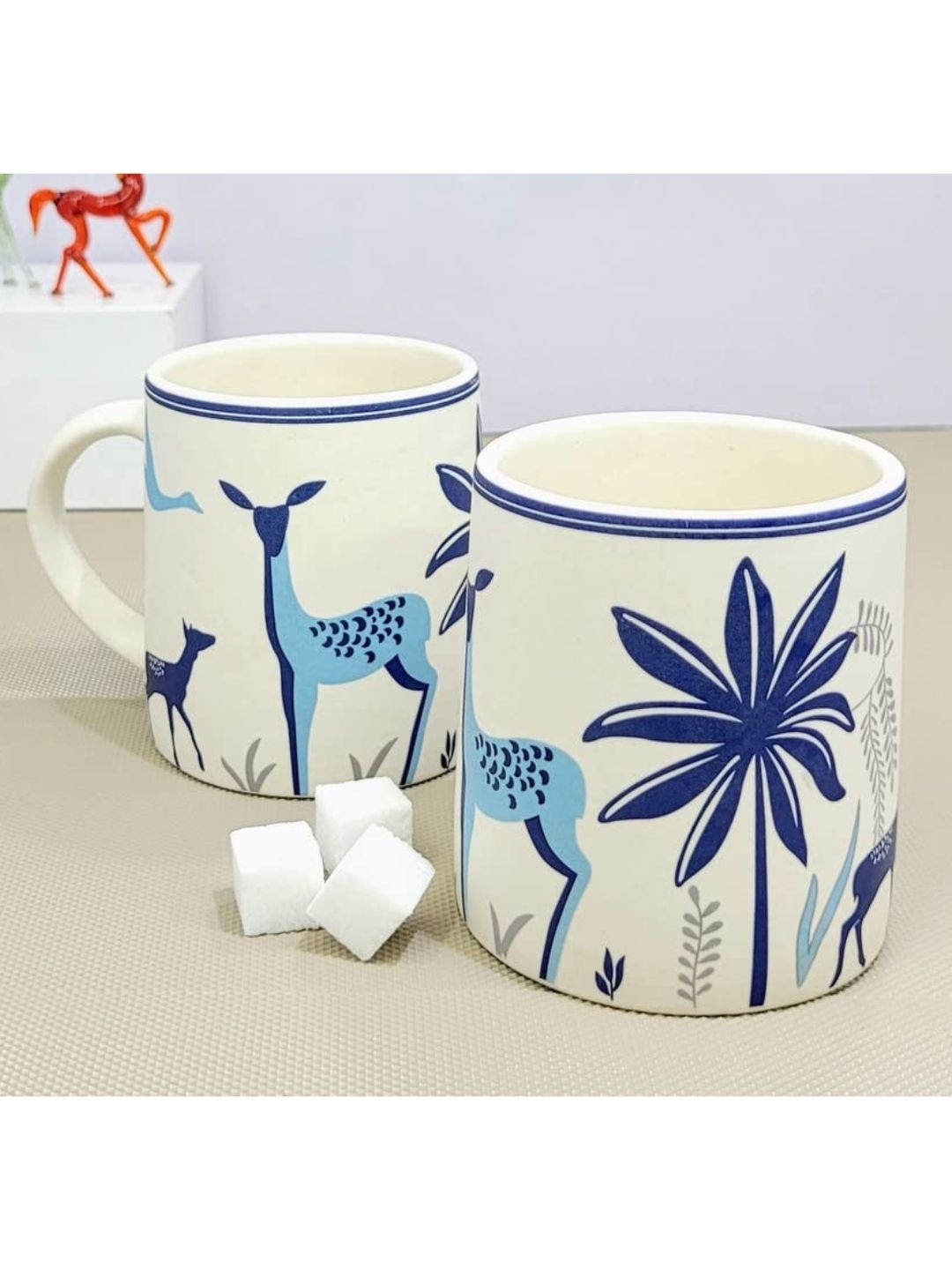 

Kittens White & Blue 2 Pieces Printed Ceramic Glossy Mugs 300ml