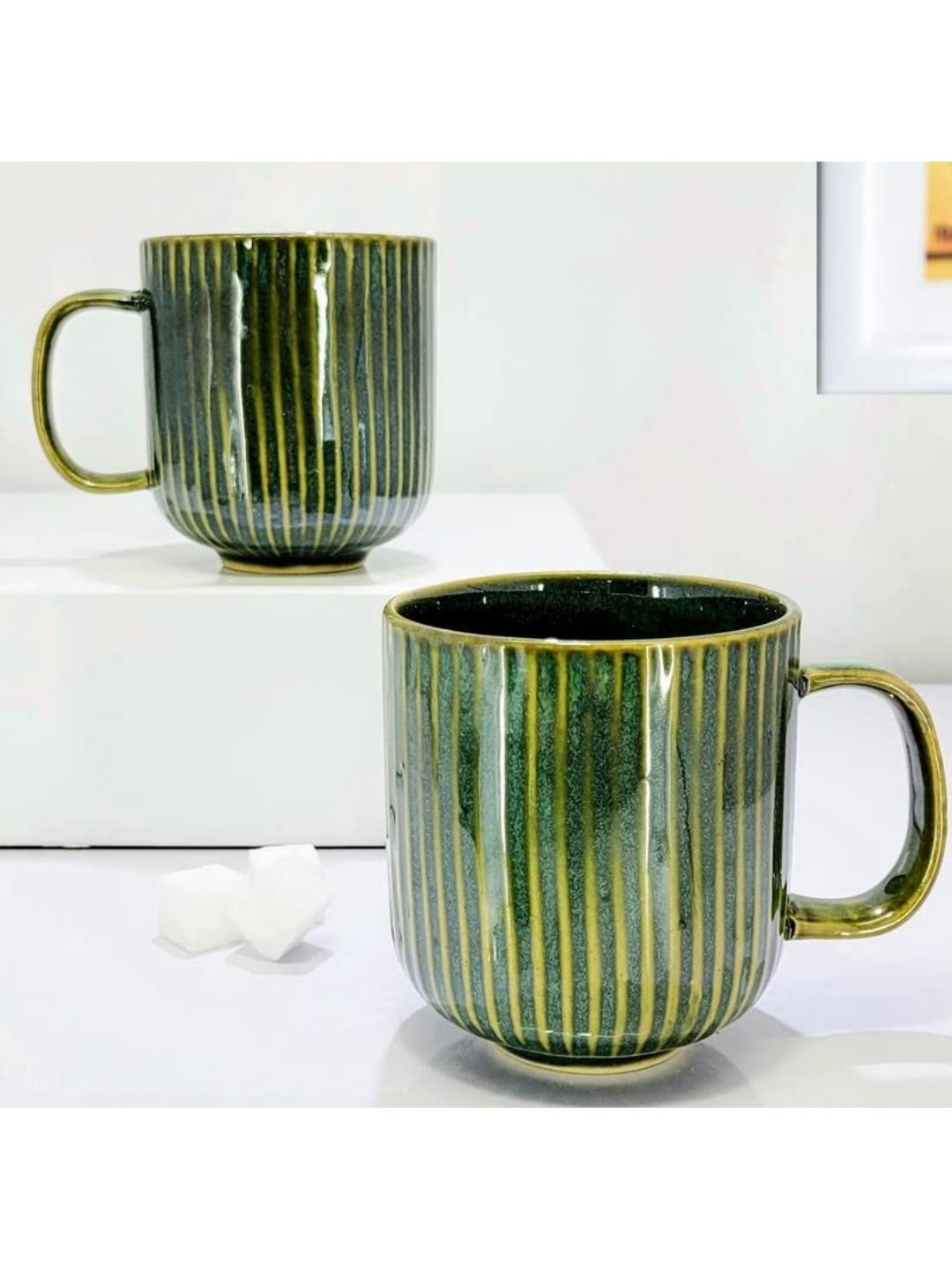 

Kittens Green & Mustard 2 Pieces Textured Ceramic Glossy Mugs 300ml