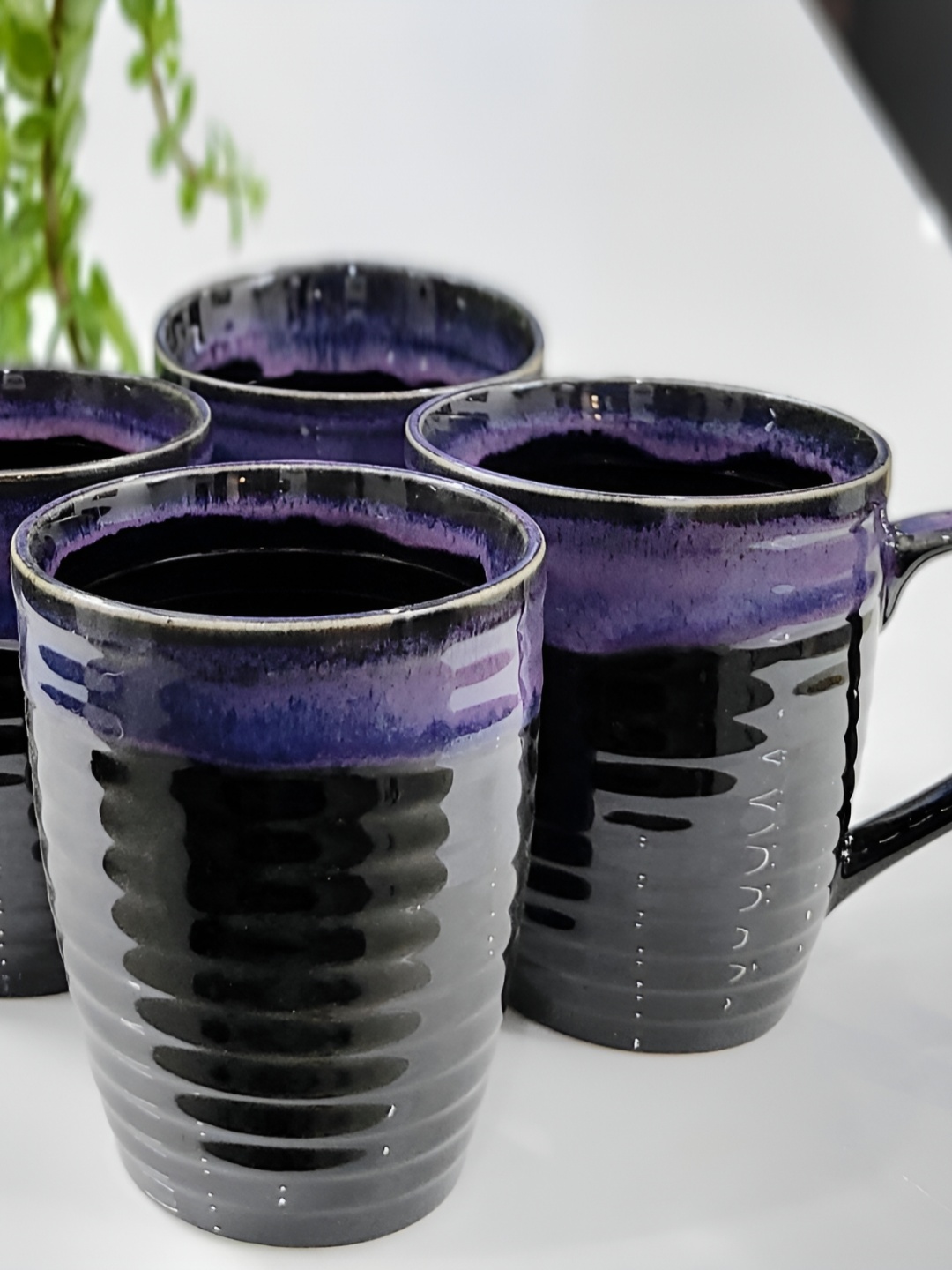 

Kittens Black 4 Pieces Handcrafted and Hand Painted Solid Ceramic Glossy Cups and Mugs