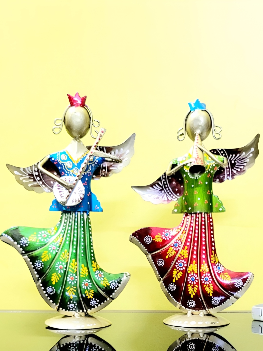 

Kittens Brow & Blue 2 Pieces Rajasthani Metal Figurine Showpieces, Brown