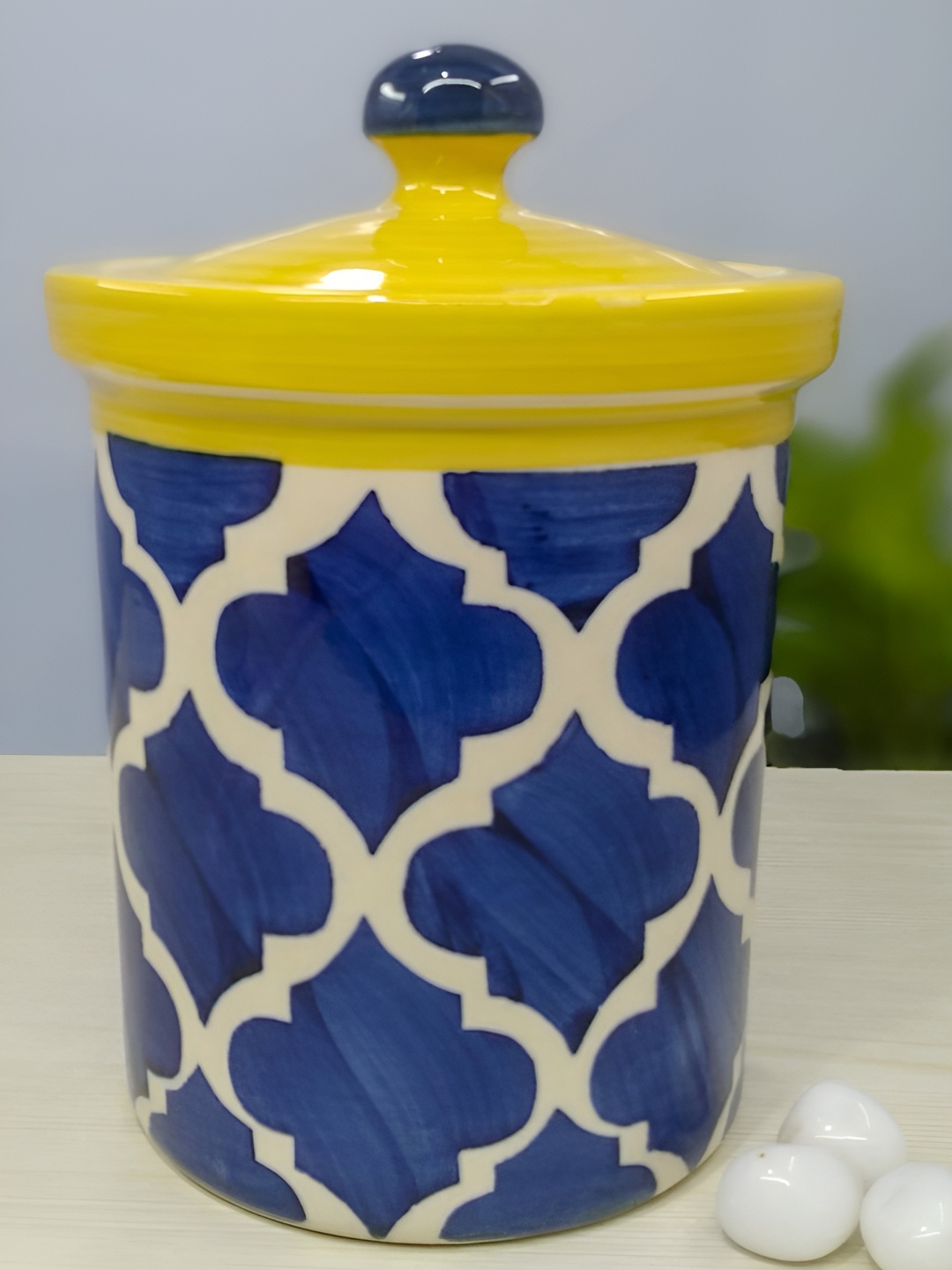 

Kittens Cream & Blue Geometric Ceramic Food Container