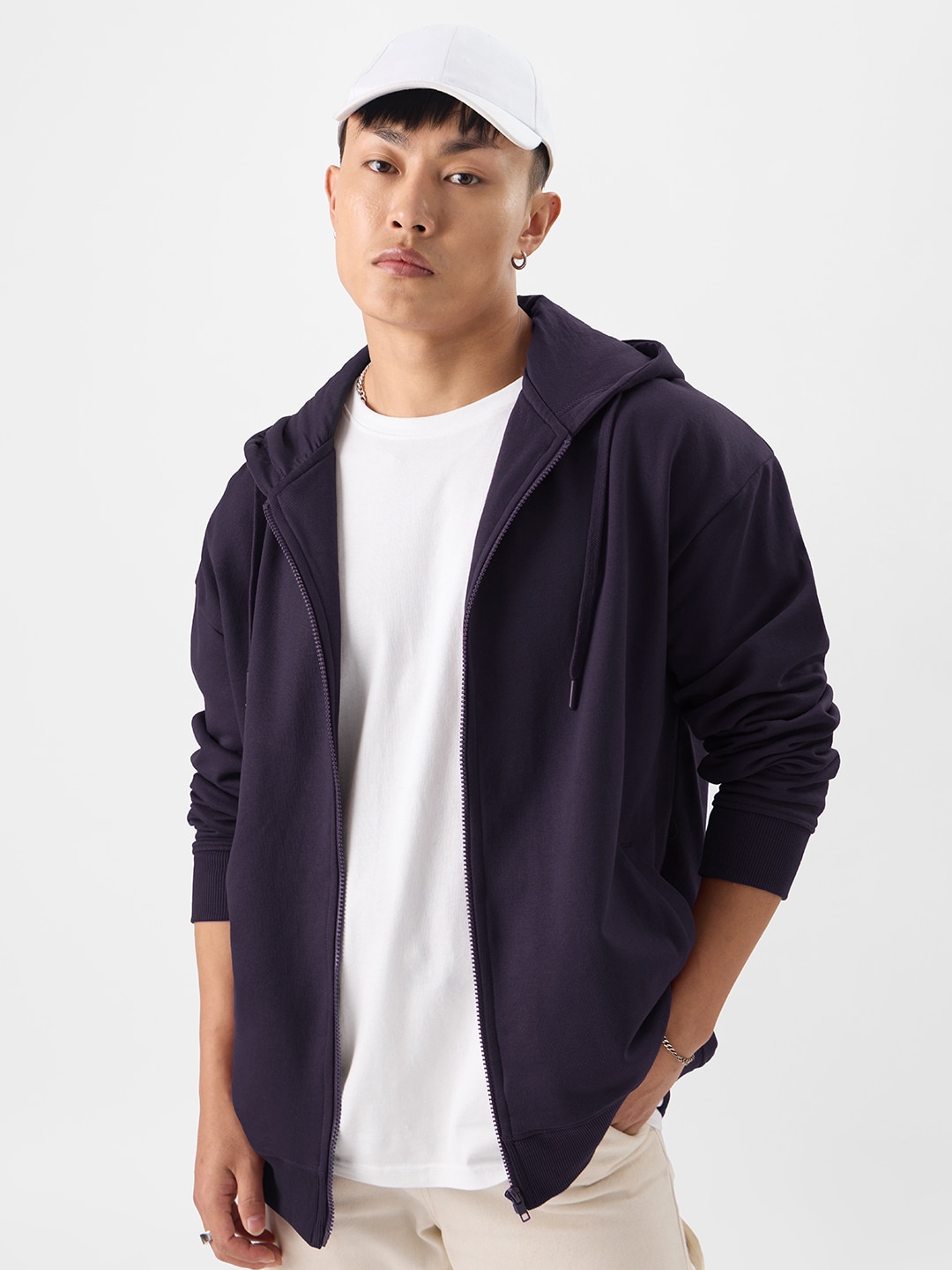 

The Souled Store Hooded Front Open Sweatshirt, Purple