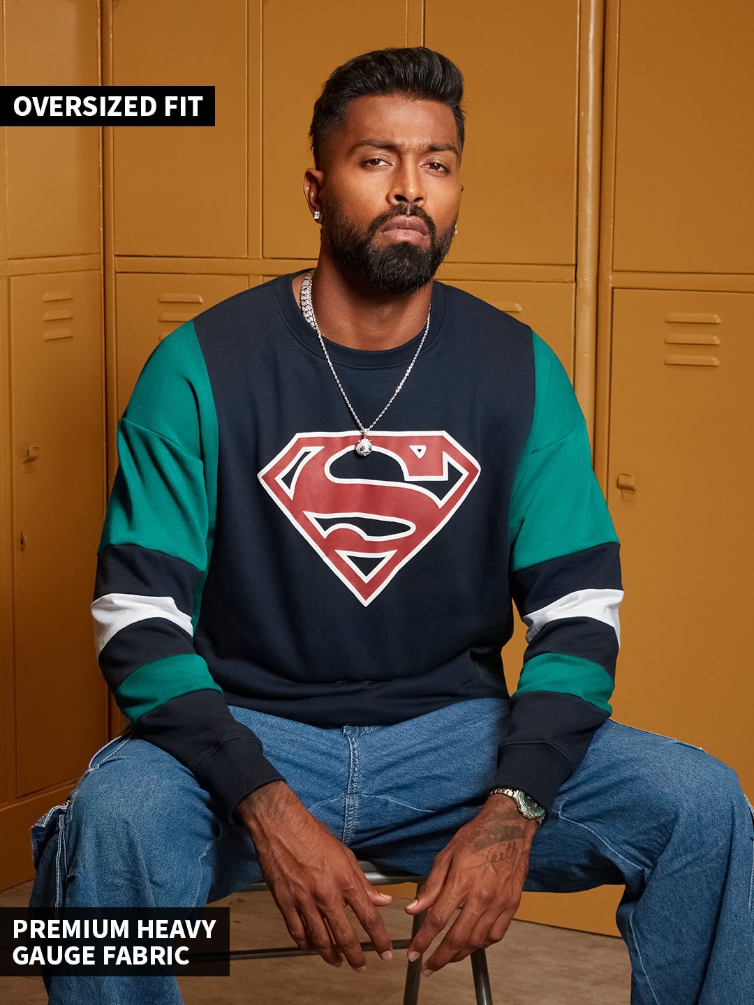 

The Souled Store Superman Printed Pullover Sweatshirt, Navy blue