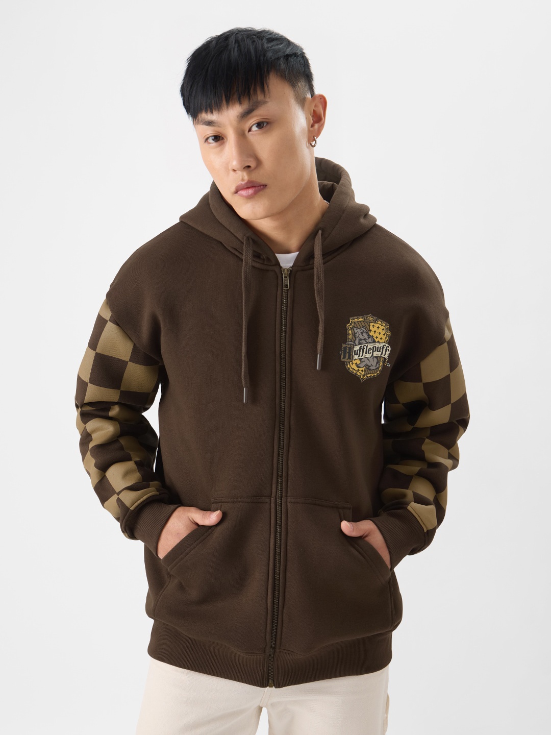 

The Souled Store Hooded Front Open Sweatshirt, Brown