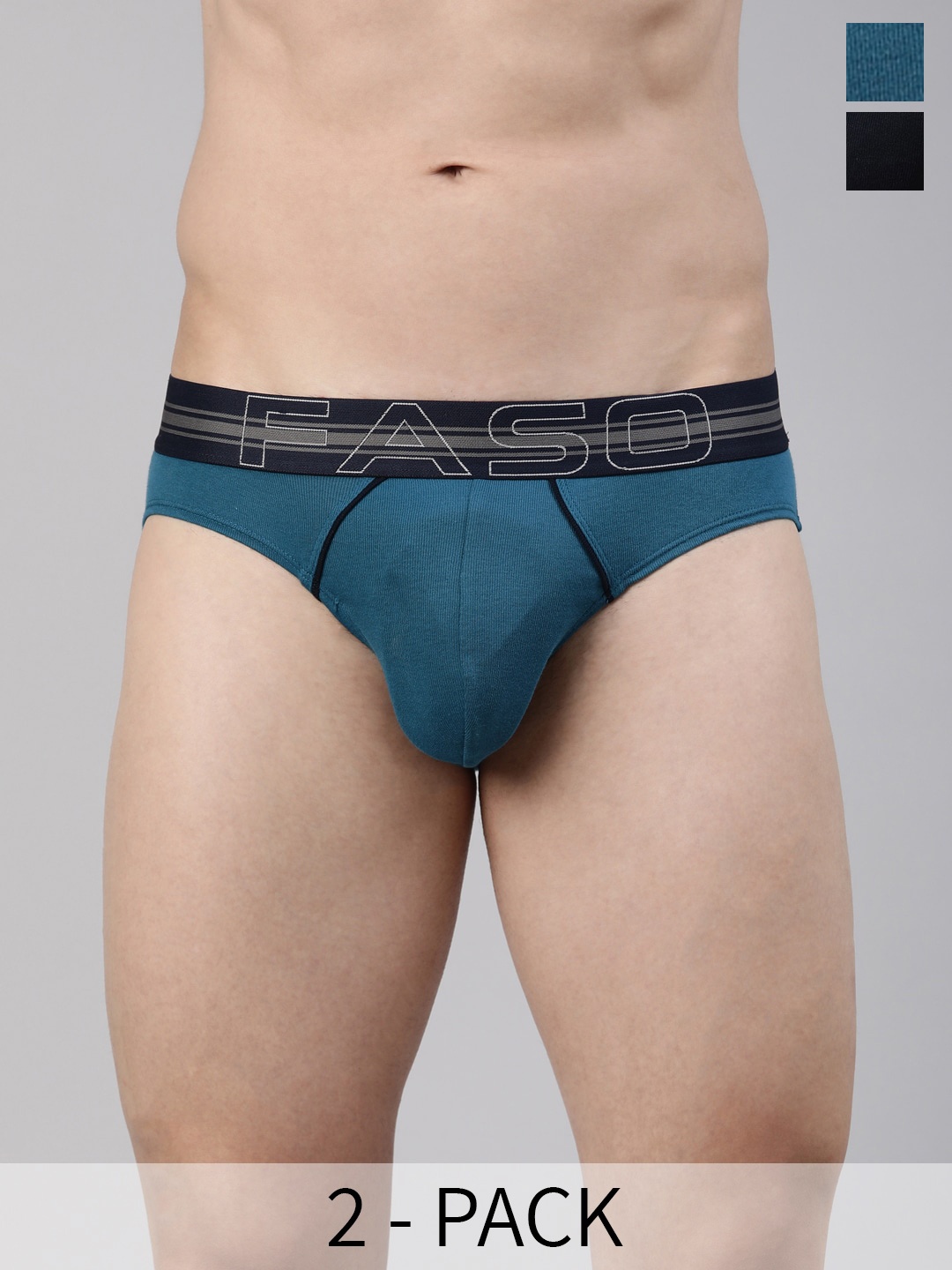 

FASO Pack Of 2 Mid-Rise Cotton Briefs FA1503-SQ-PO2-DBROWN-BLACK, Teal