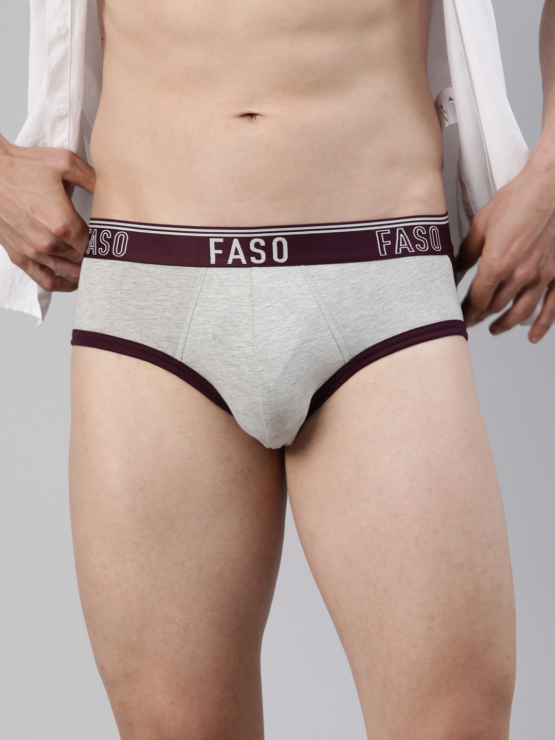 

FASO Colorblocked Cotton Basic Briefs FA1505-SQ-POTENTPUR, Purple