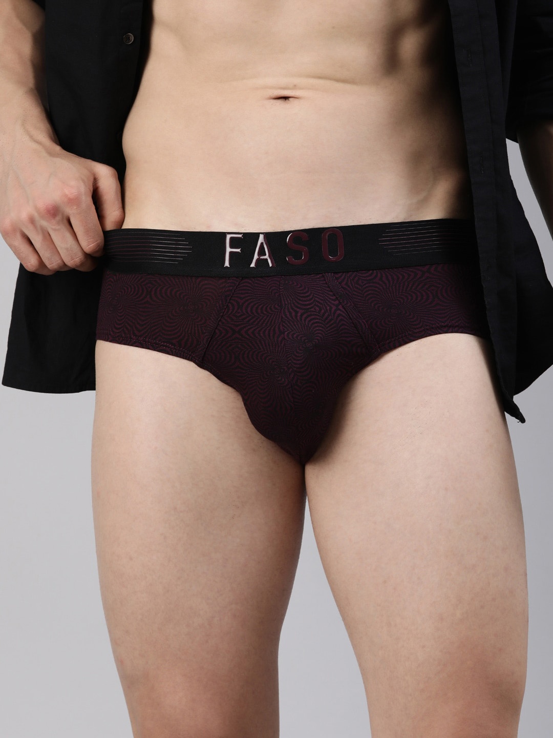 

FASO Men Printed Basic Briefs FT7001-SQ-POTENTPURPLE, Purple