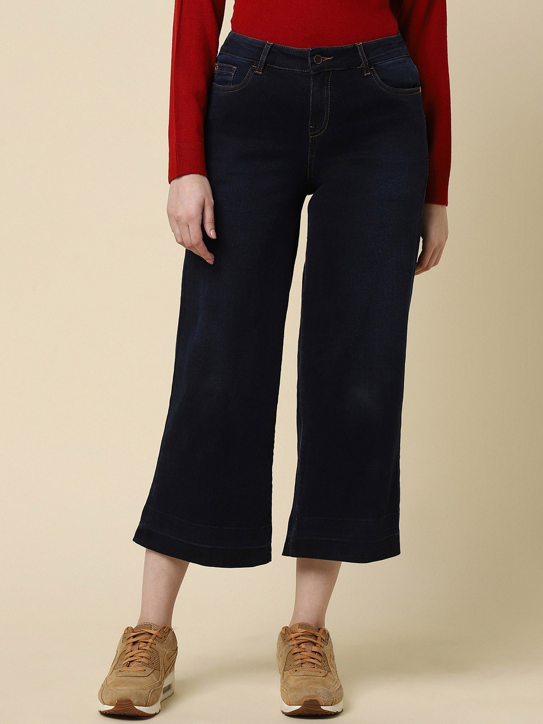 

Allen Solly Woman Clean Look Mid-Rise Regular Fit Stretchable Jeans, Navy blue