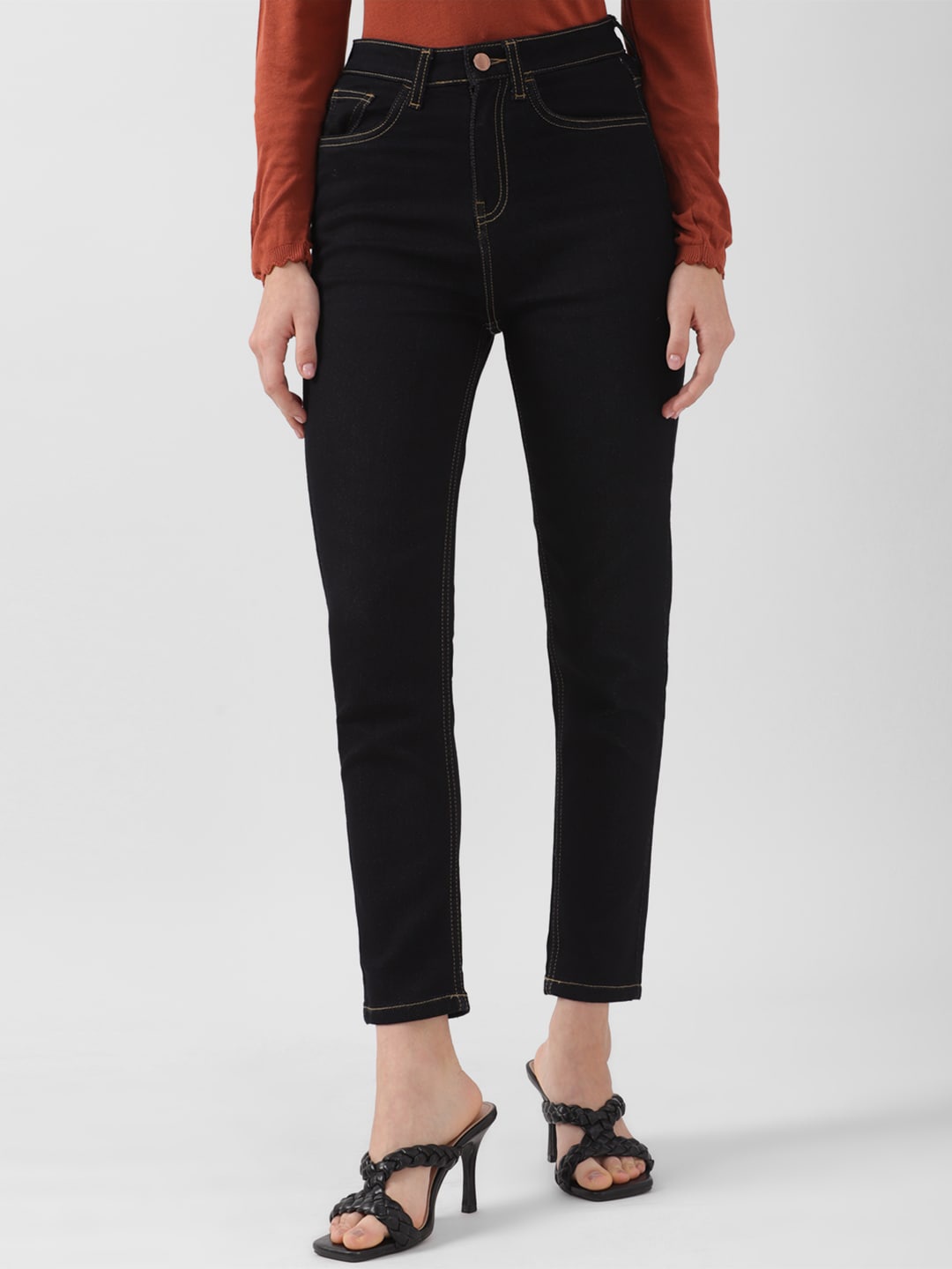 

Van Heusen Woman Women Skinny Fit Stretchable Cropped Jeans, Black
