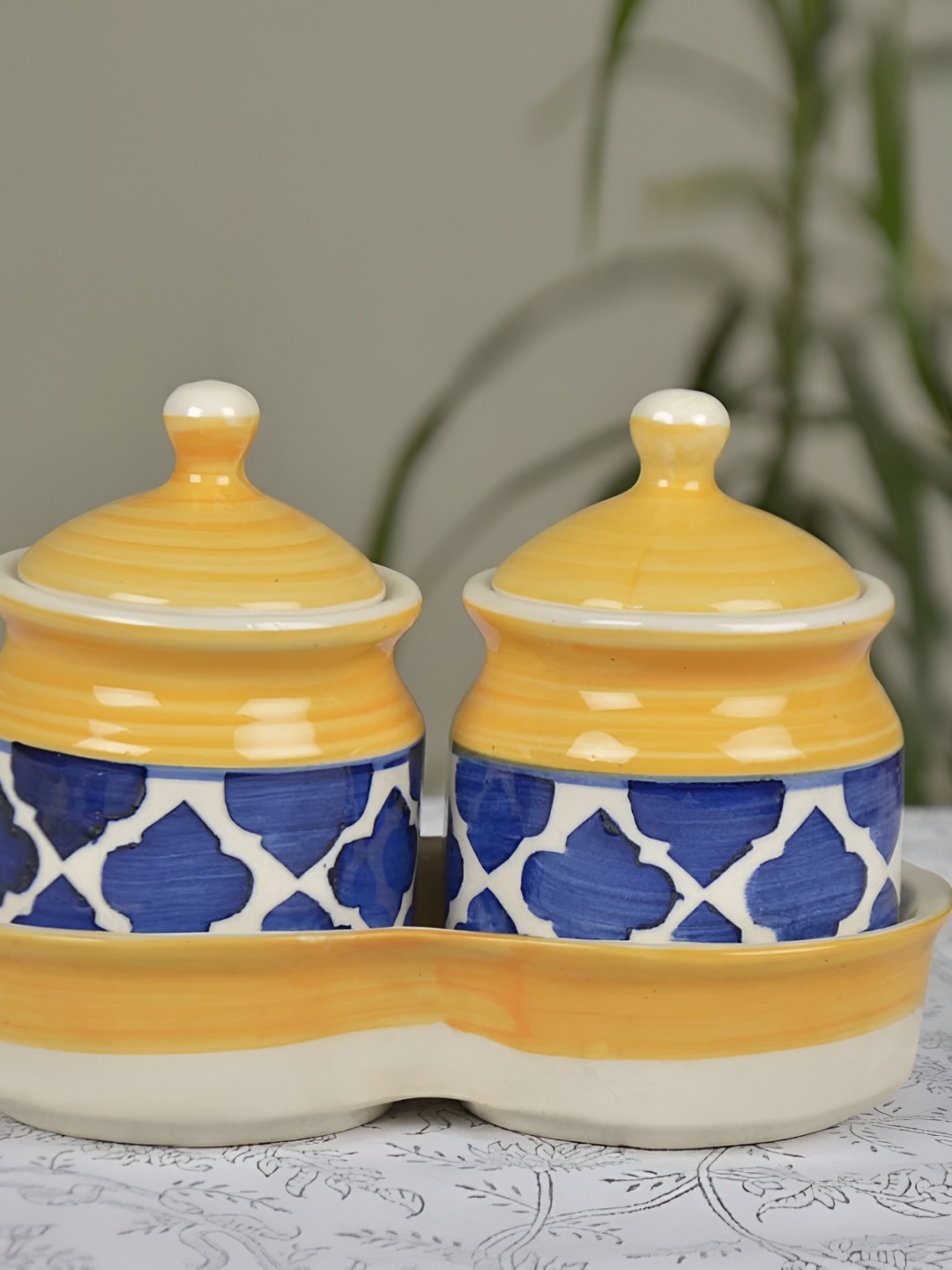 

Your Local Store Yellow & Blue 2 Pieces Spice Box With Tray 200 ml Each