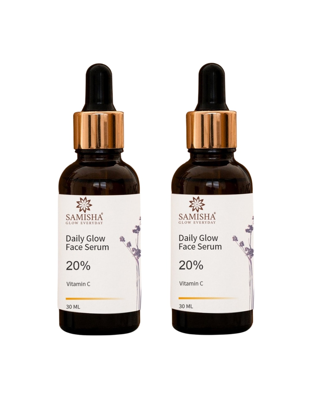 

SAMISHA Set of 2 Daily Glow Face Serum With 20% Vitamin C - 30ml Each, Black