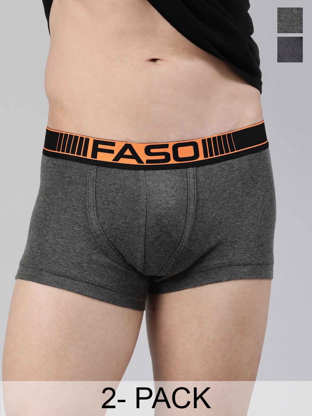 

FASO Pack Of 2 Printed Cotton Ultrasoft Trunk FA1502-SQ-CHARCOL-ASPHALT, Charcoal
