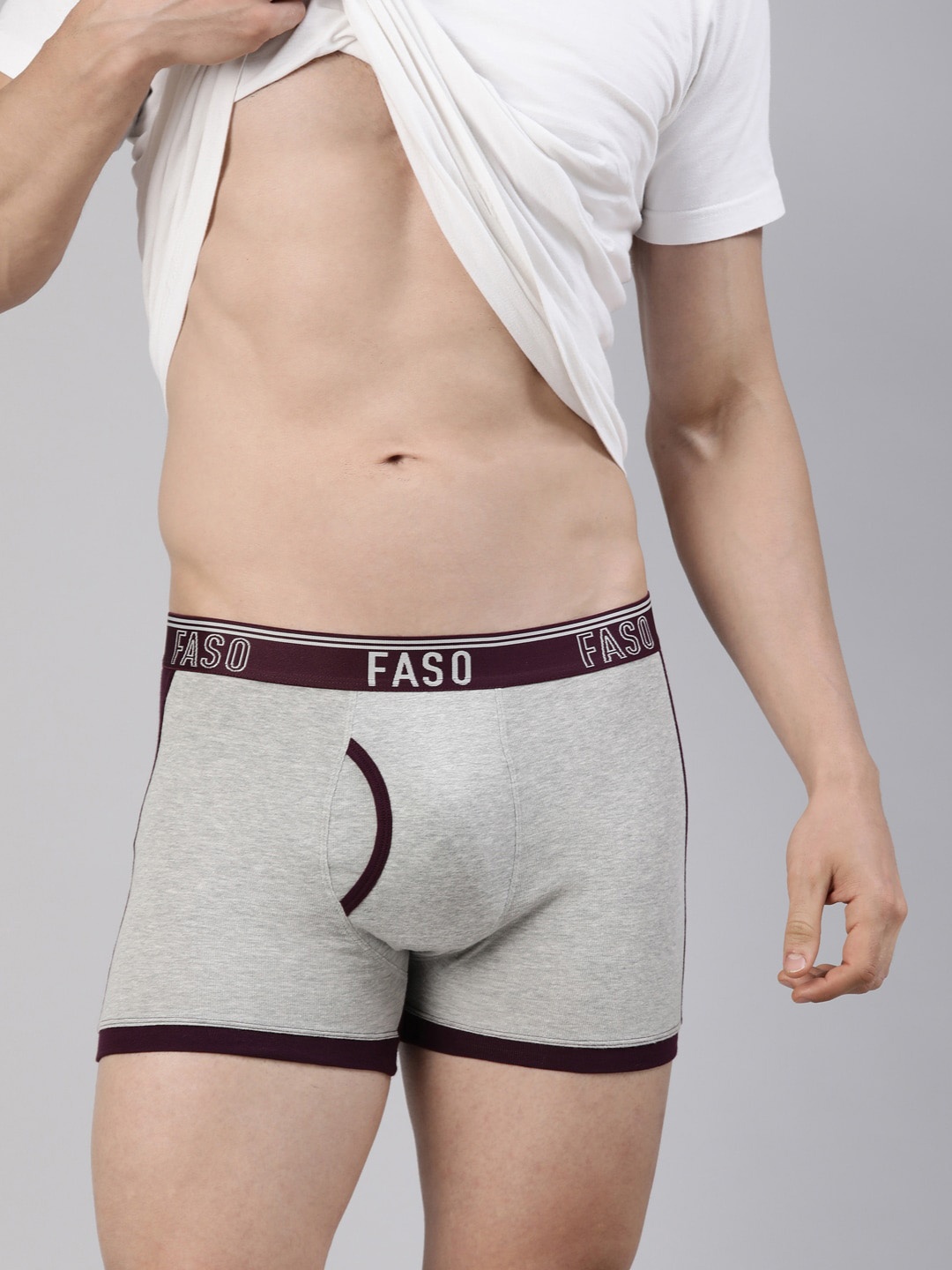 

FASO Colourblocked Cotton Ultrasoft Trunk FA1506-SQ-POTENTPUR, Grey