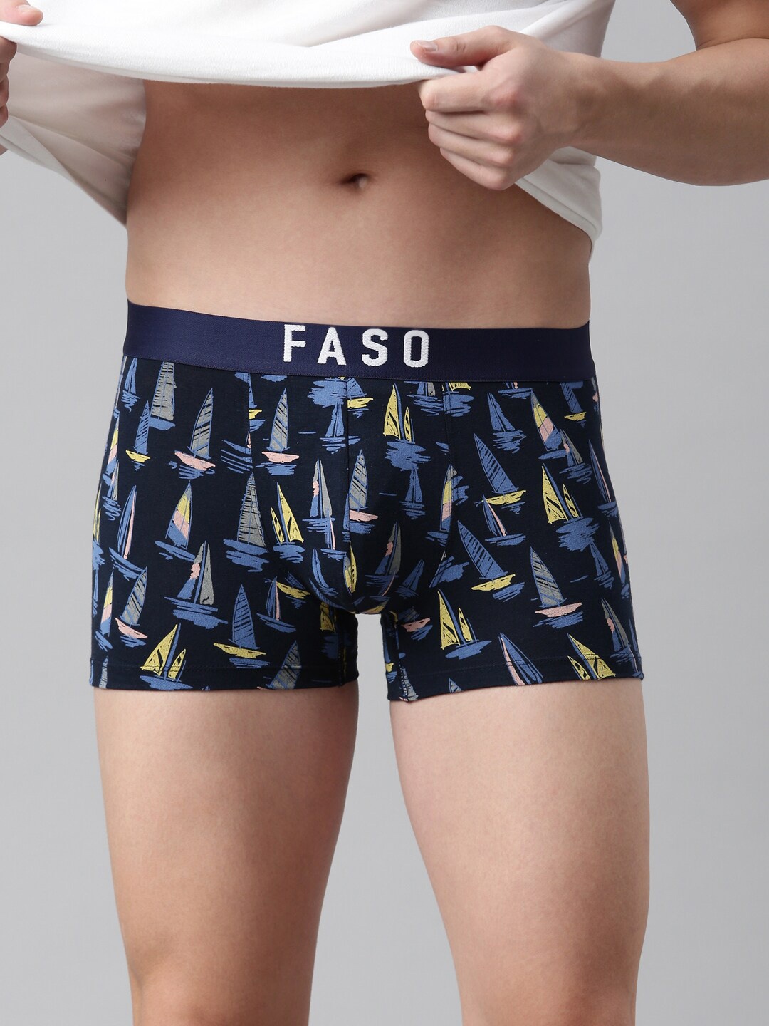 

FASO Printed Organic Cotton Trunk FS2009-SQ-NAVY, Navy blue