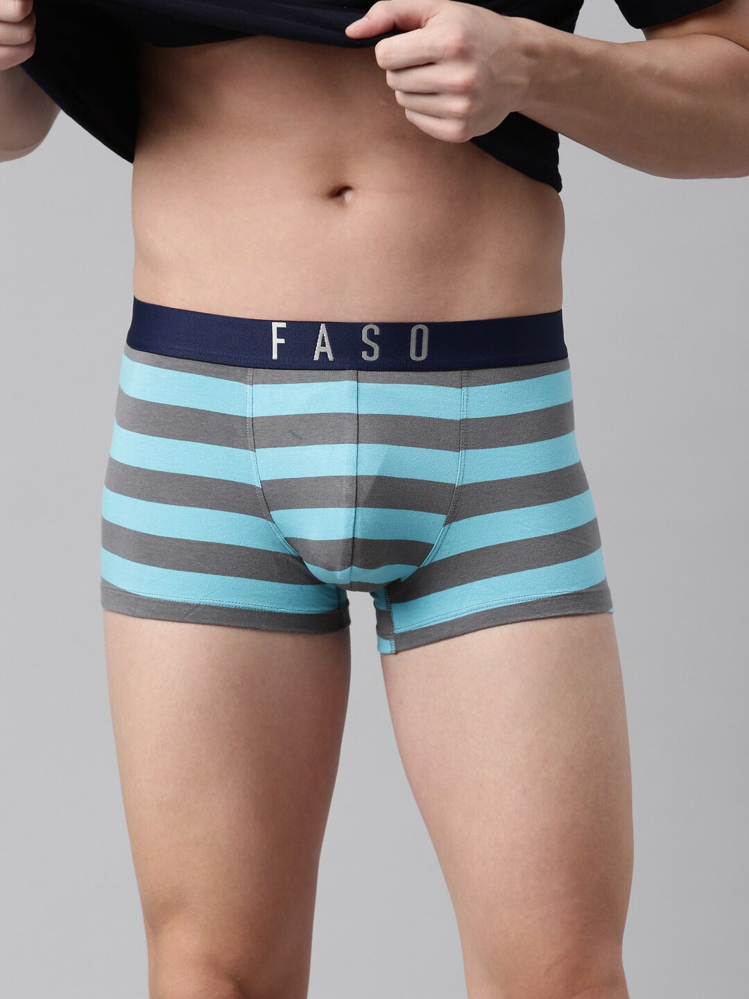 

FASO Striped Organic Cotton Trunk FS2007-SQ-AQUA, Blue