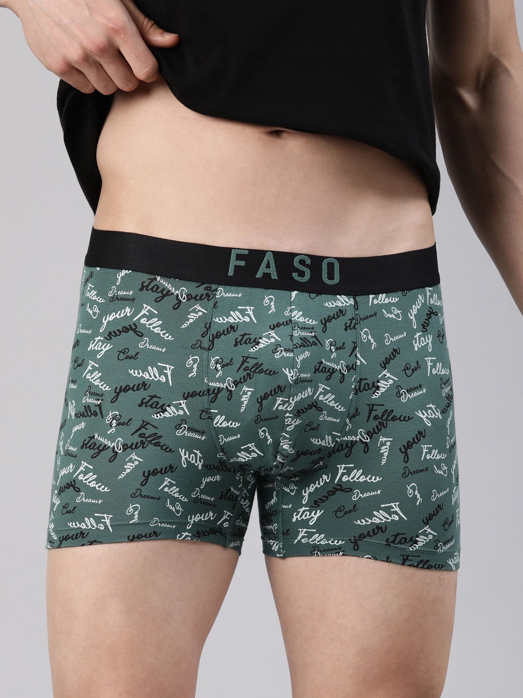 

FASO Typography Printed Organic Cotton Trunk - FS2009-SQ-MALLARDGREEN, Green