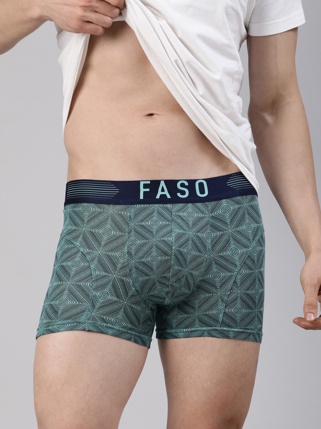 

FASO Men Printed Breathability Trunks FT7002-SQ-SEABLUE, Blue