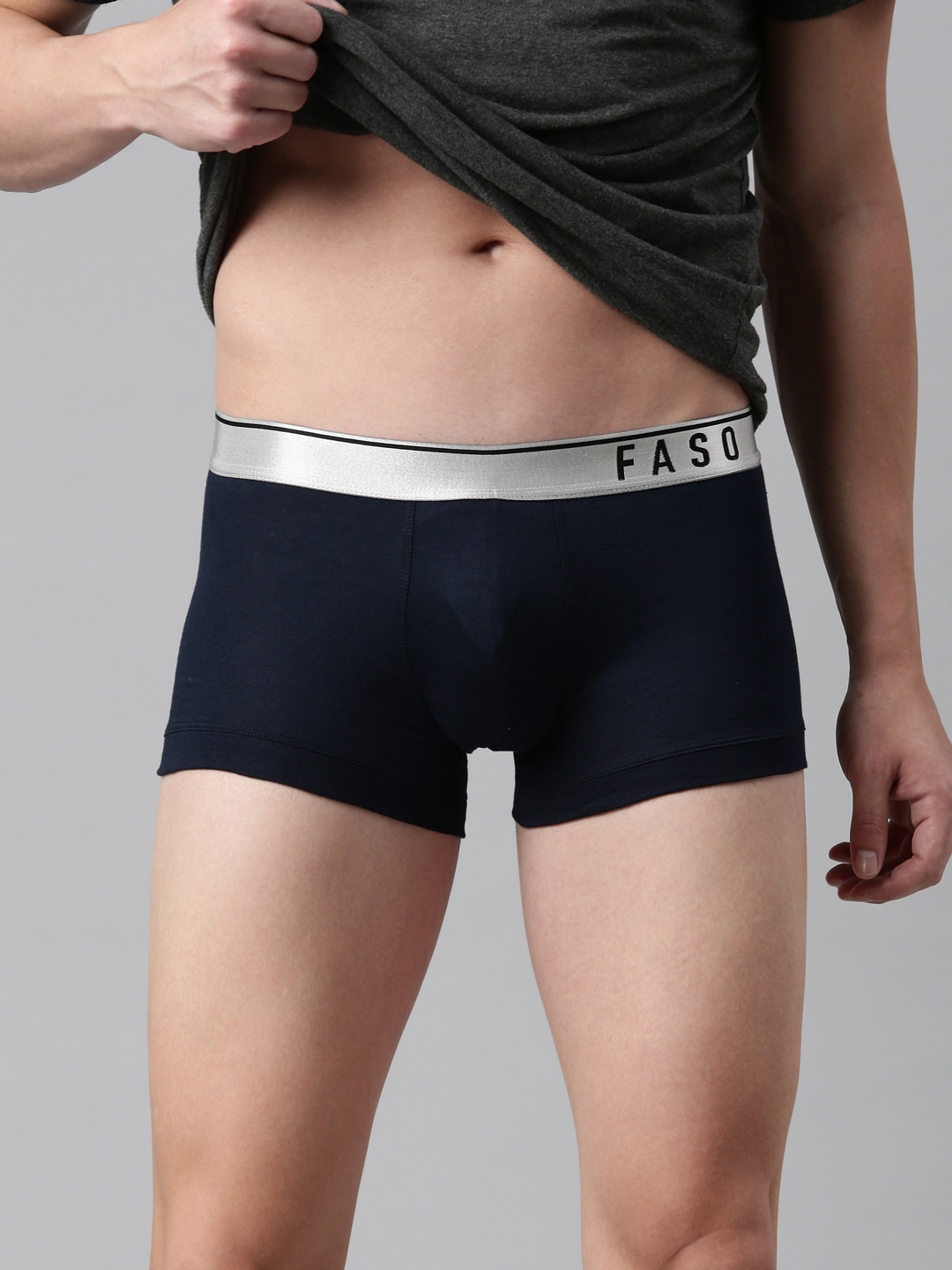 

FASO Men Cotton Breathability Trunks FS3005-SQ-NAVY, Navy blue