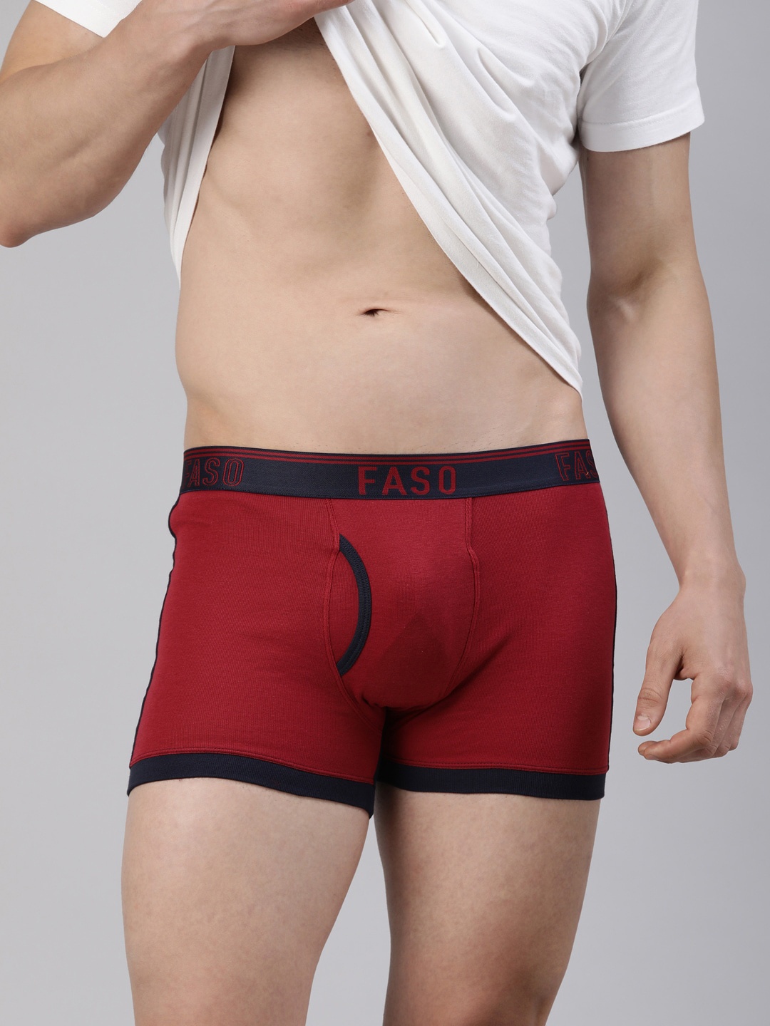 

FASO Colourblocked Cotton Trunks FA1506-SQ-INKBLU, Blue