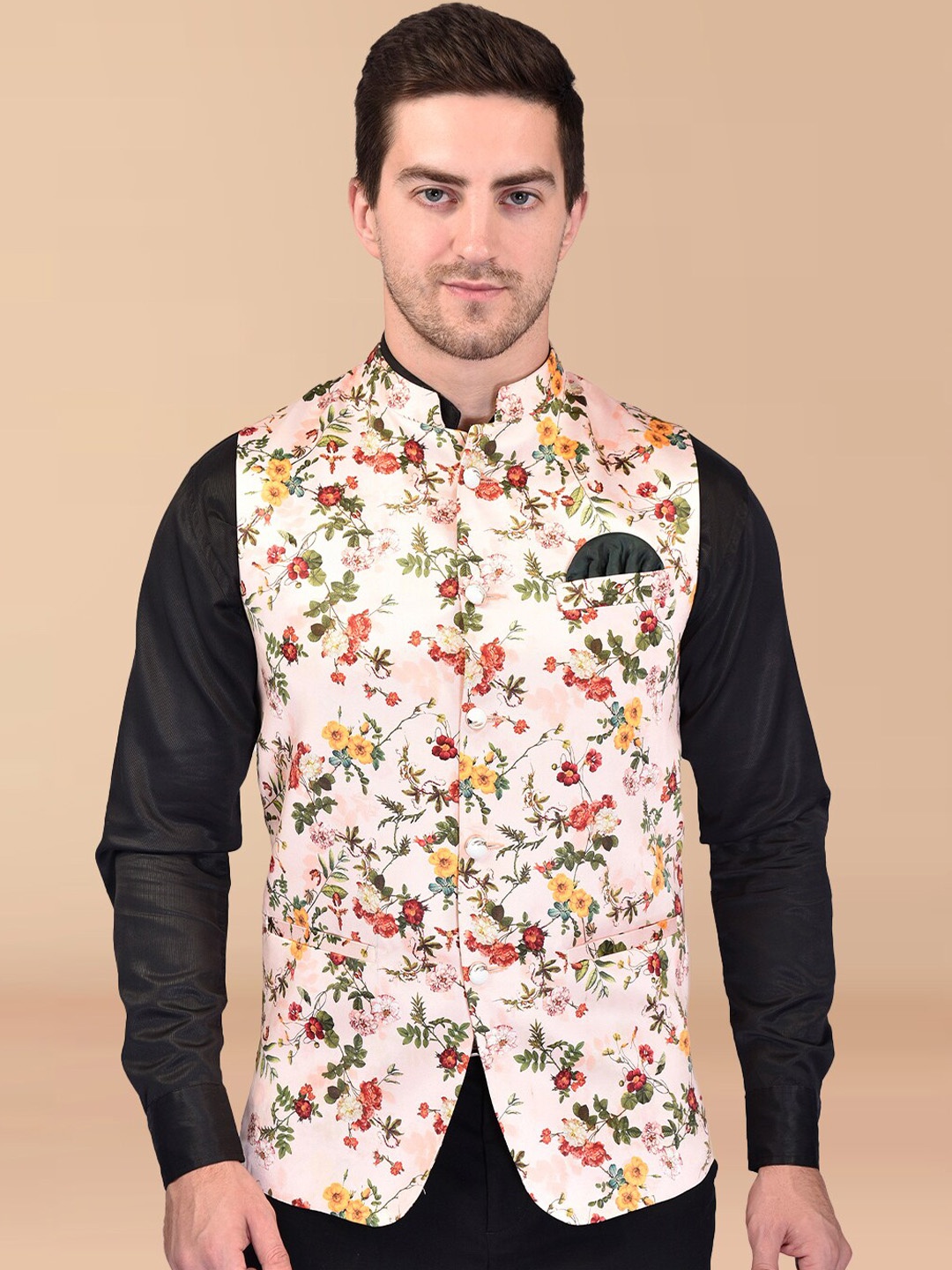 

PRINTCULTR Printed Nehru Jacket, Pink