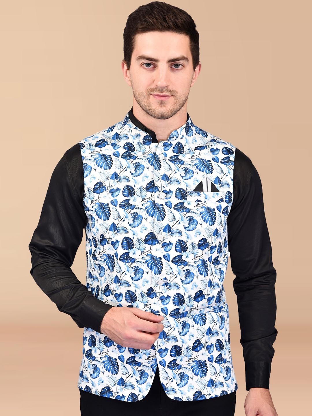 

PRINTCULTR Tropical Printed Nehru Jackets, White