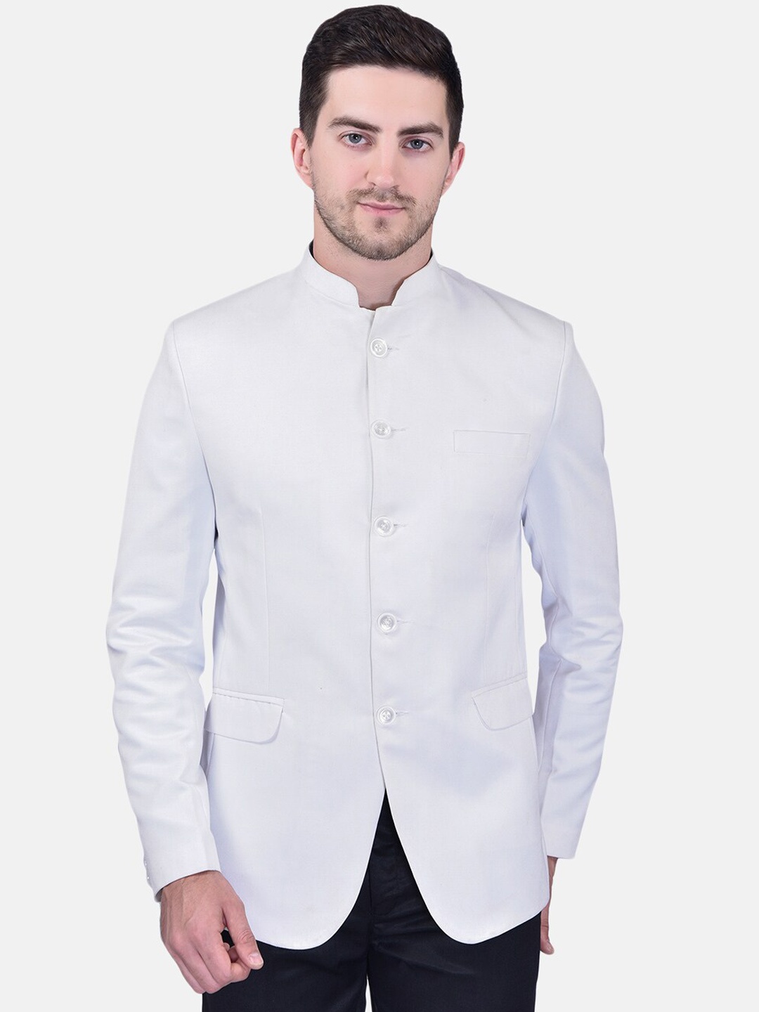 

PRINTCULTR Mandarin Collar Blazers, White