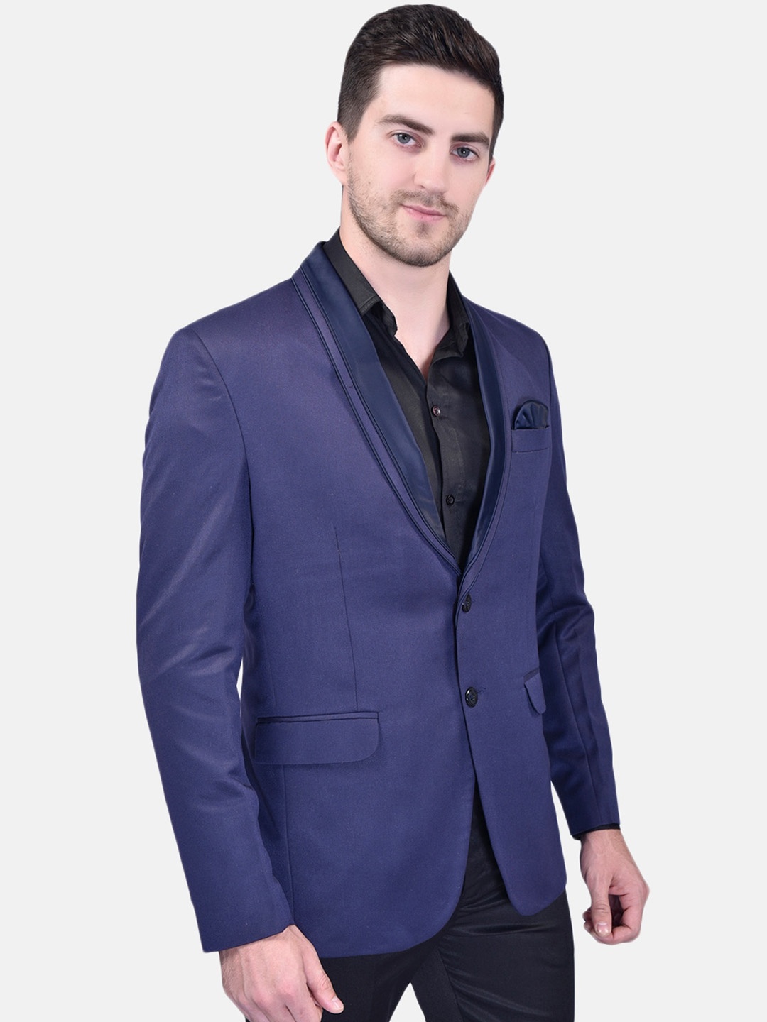 

PRINTCULTR Single Breasted Shawl Collar Formal Blazers, Navy blue