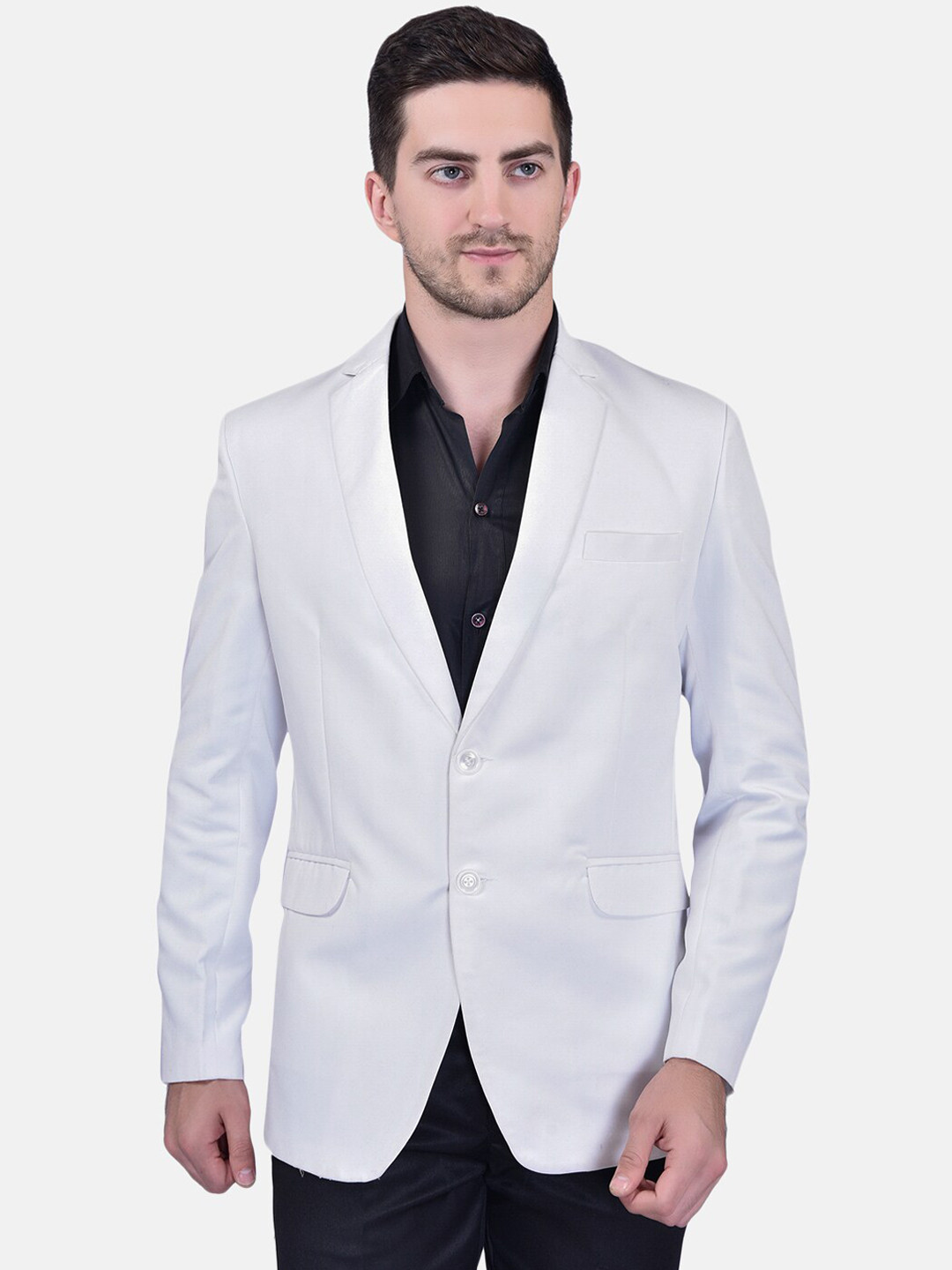 

PRINTCULTR Notched Lapel Single Breasted Blazers, White