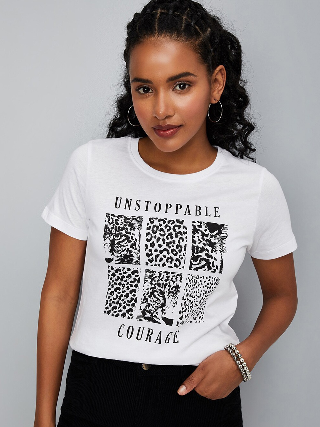 

max Graphic Printed Pure Cotton T-shirt, White
