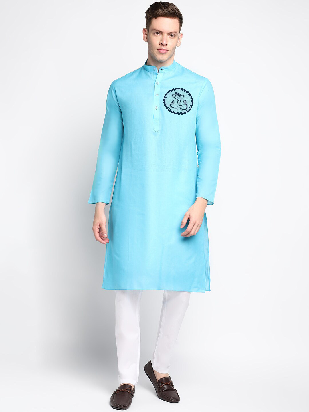 

DEVOILER Ethnic Motifs Printed Straight Kurta, Blue