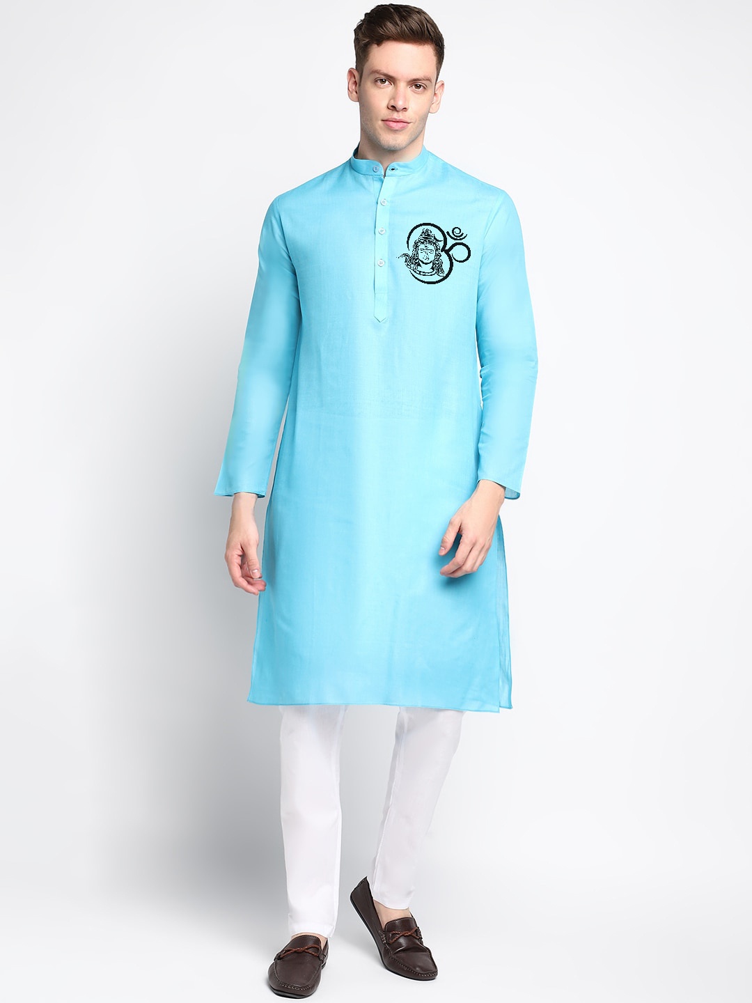 

DEVOILER Ethnic Motifs Printed Regular Kurta With Pyjamas, Blue