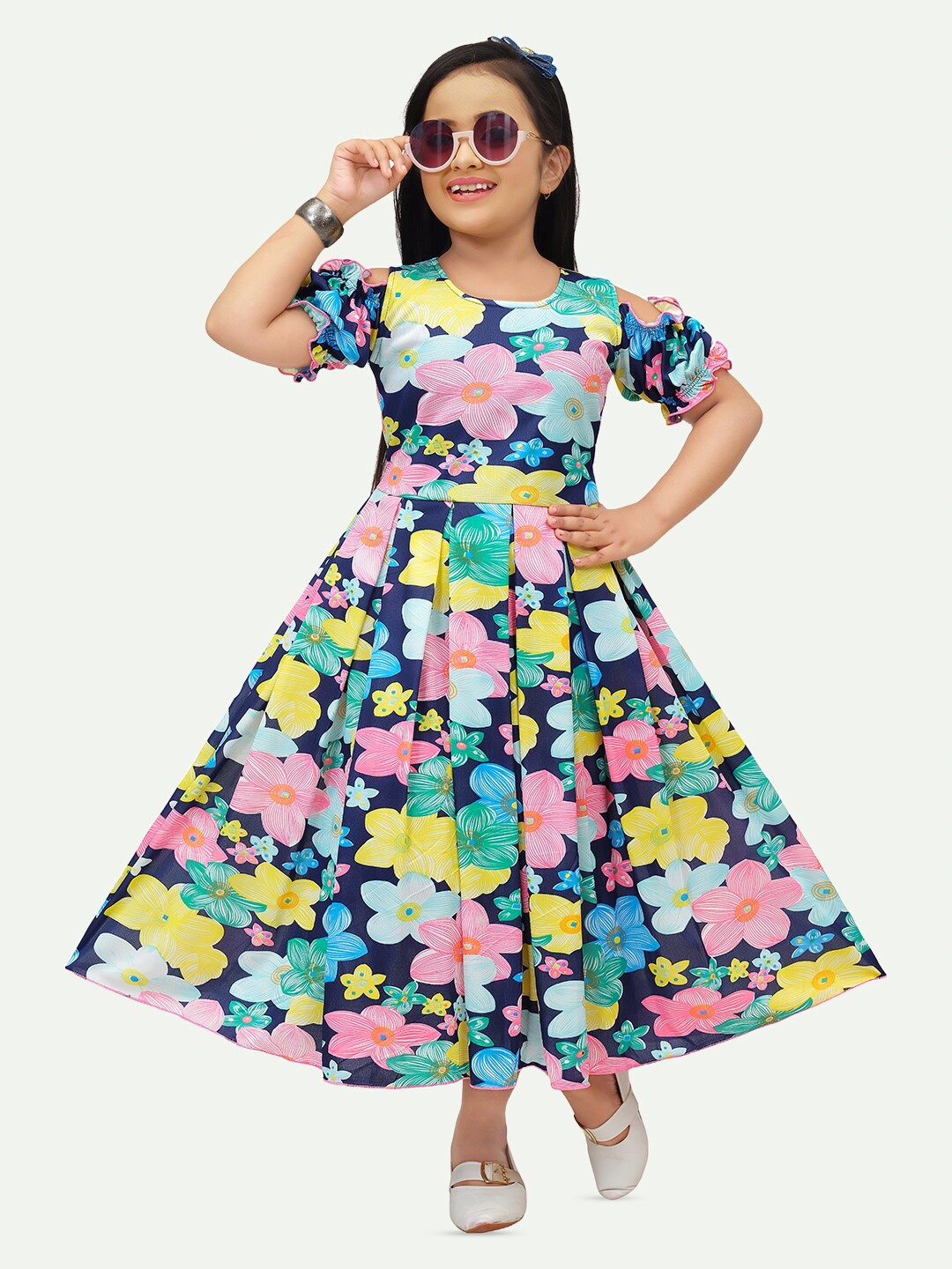 

BAESD Girls Floral Printed Cotton Maxi Dress, Green