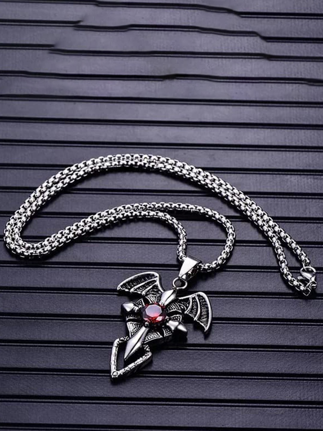 

MEENAZ Men Silver-Plated Evil Eye Charm Pendant With Chain