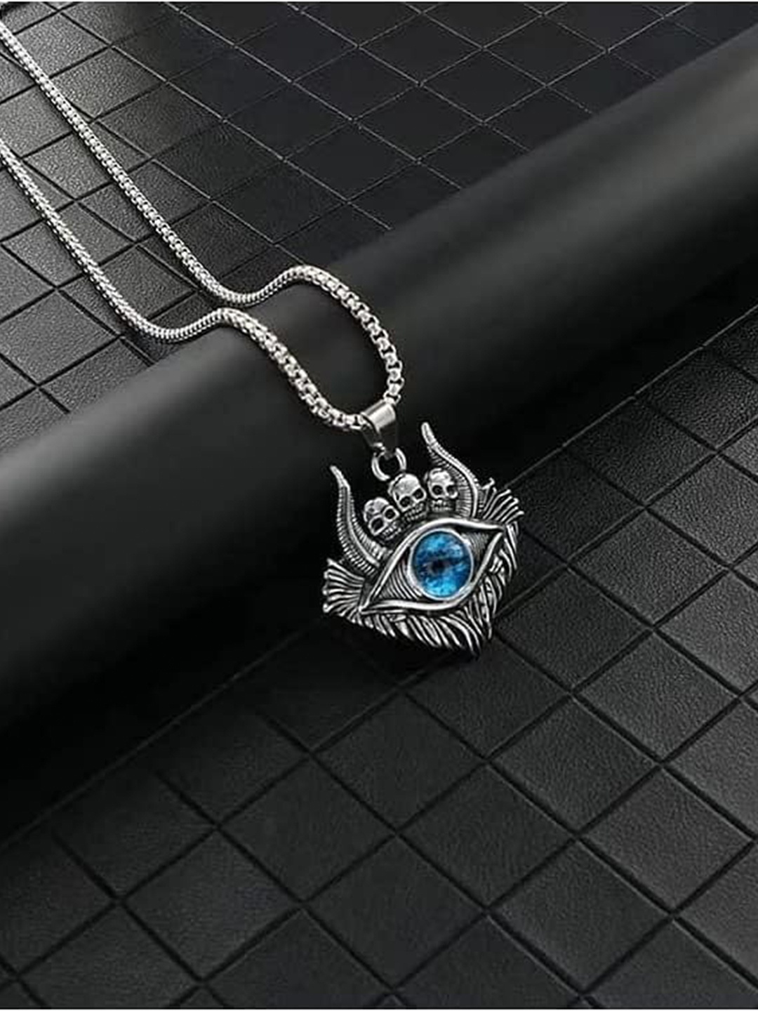 

MEENAZ Men Silver-Plated Evil Eye Charm Pendant With Chain
