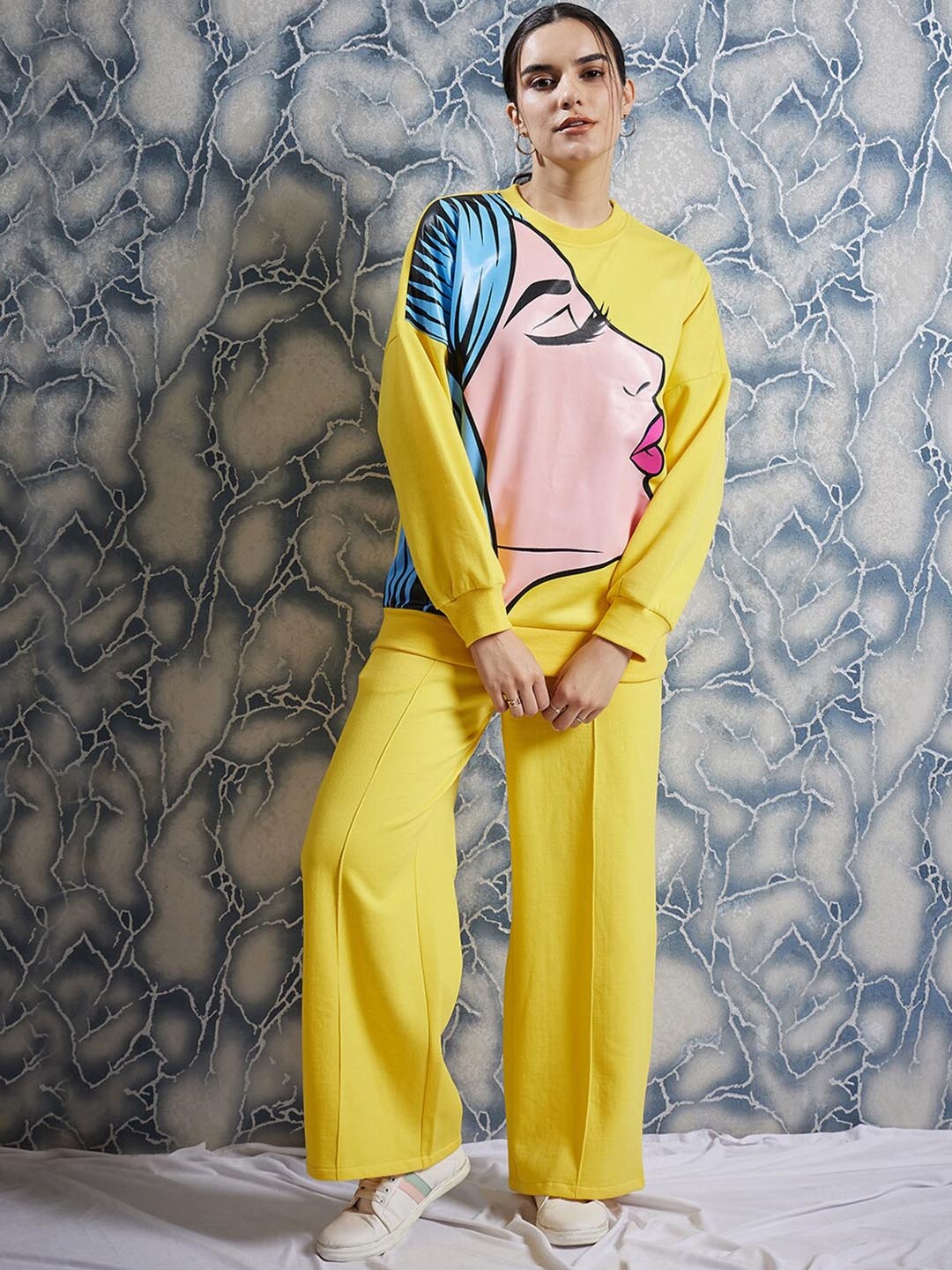 

Athena Graphic Printed Sweatshirt With Trouser, Yellow
