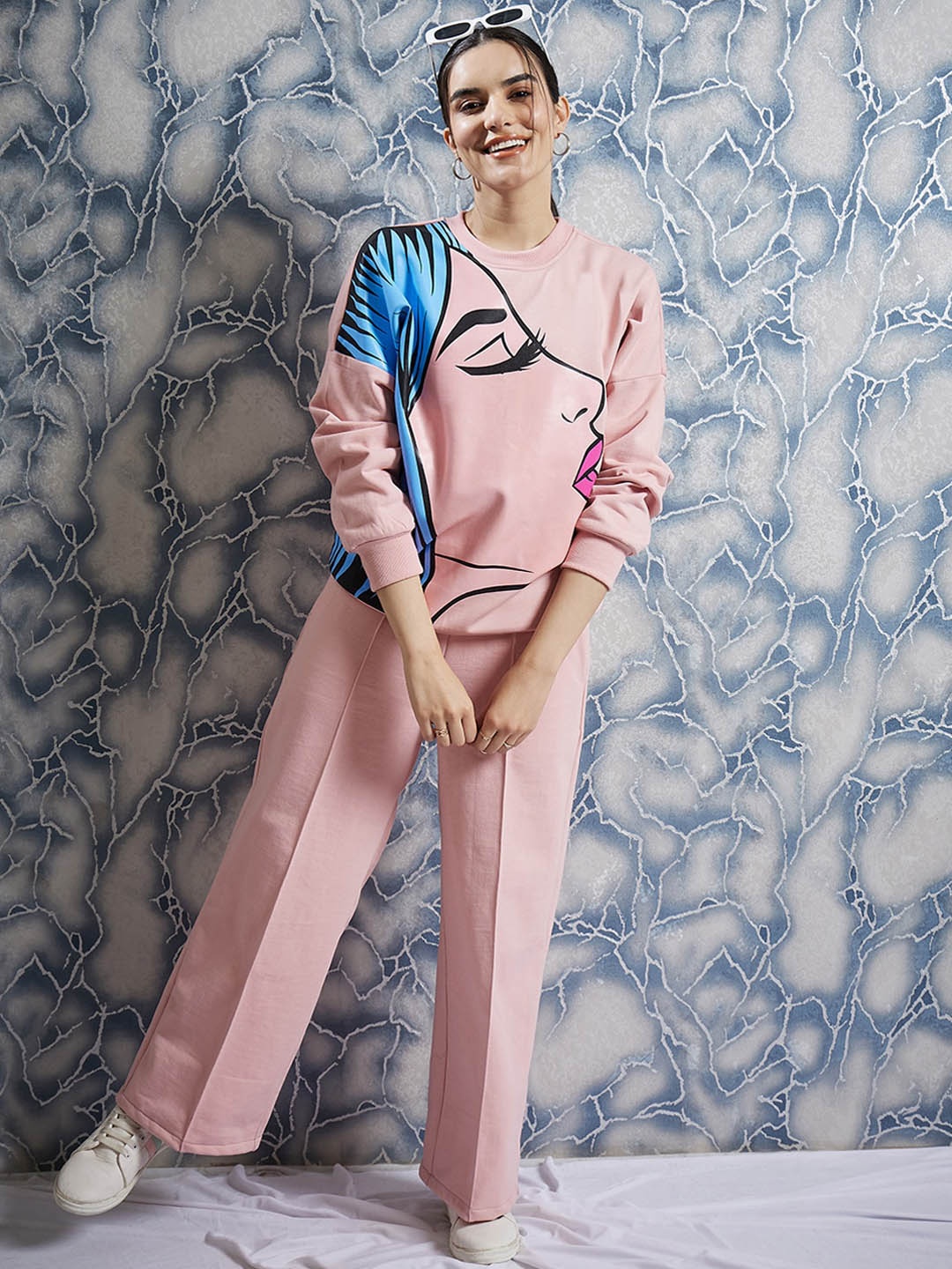 

Athena Graphic Printed Sweatshirt With Trouser, Peach