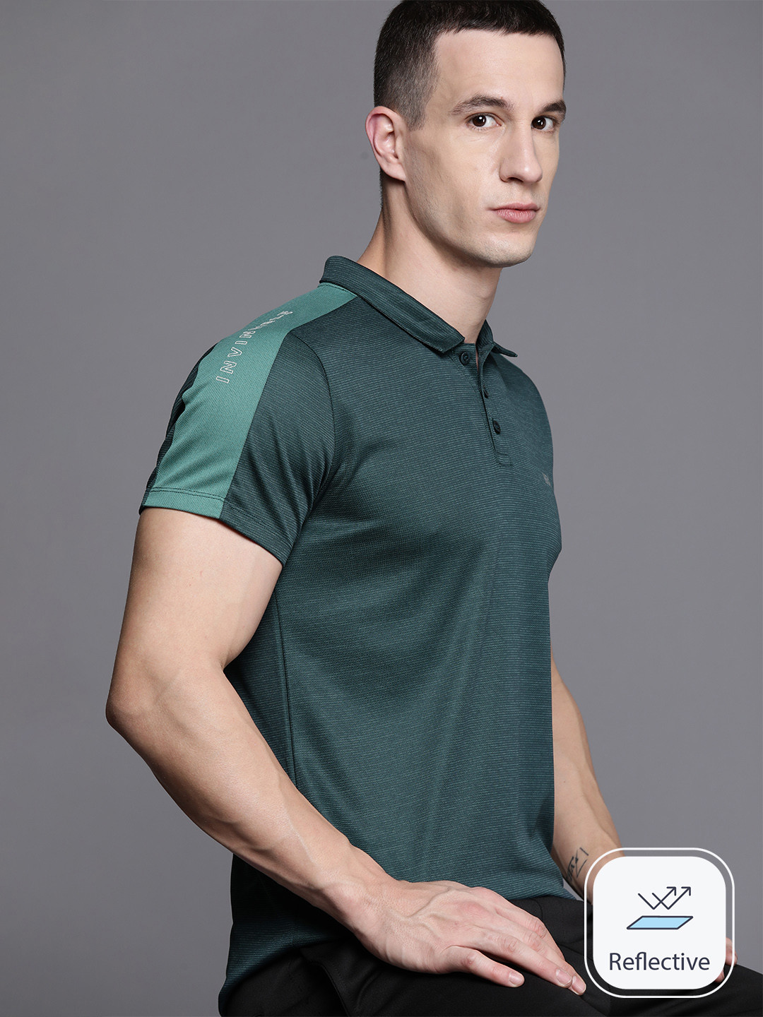 

HRX by Hrithik Roshan Men Colourblocked Polo Collar T-shirt, Green