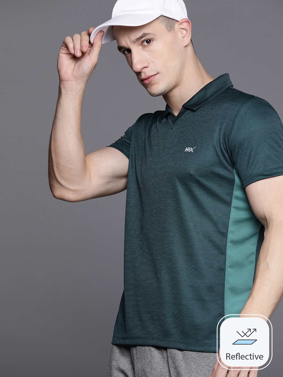 

HRX by Hrithik Roshan Men Colourblocked Polo Collar T-shirt, Green