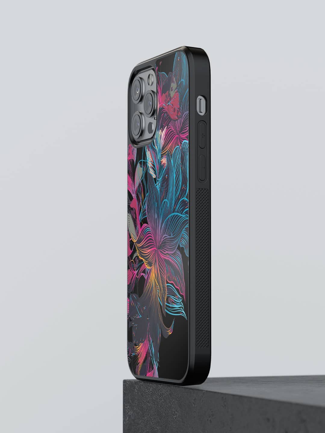 

macmerise Floral Printed iPhone 12 Pro Max Phone Bumper Case, Black