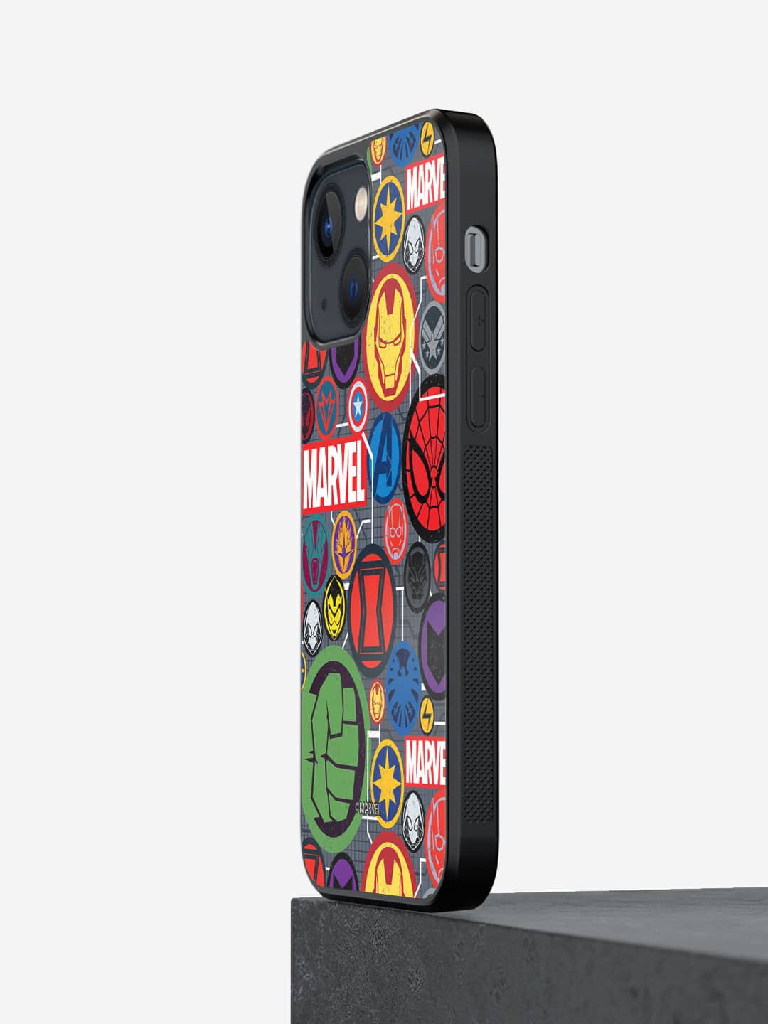 

macmerise Marvel Iconic Mashup Printed iPhone 13 Mini Phone Bumper Case, Grey