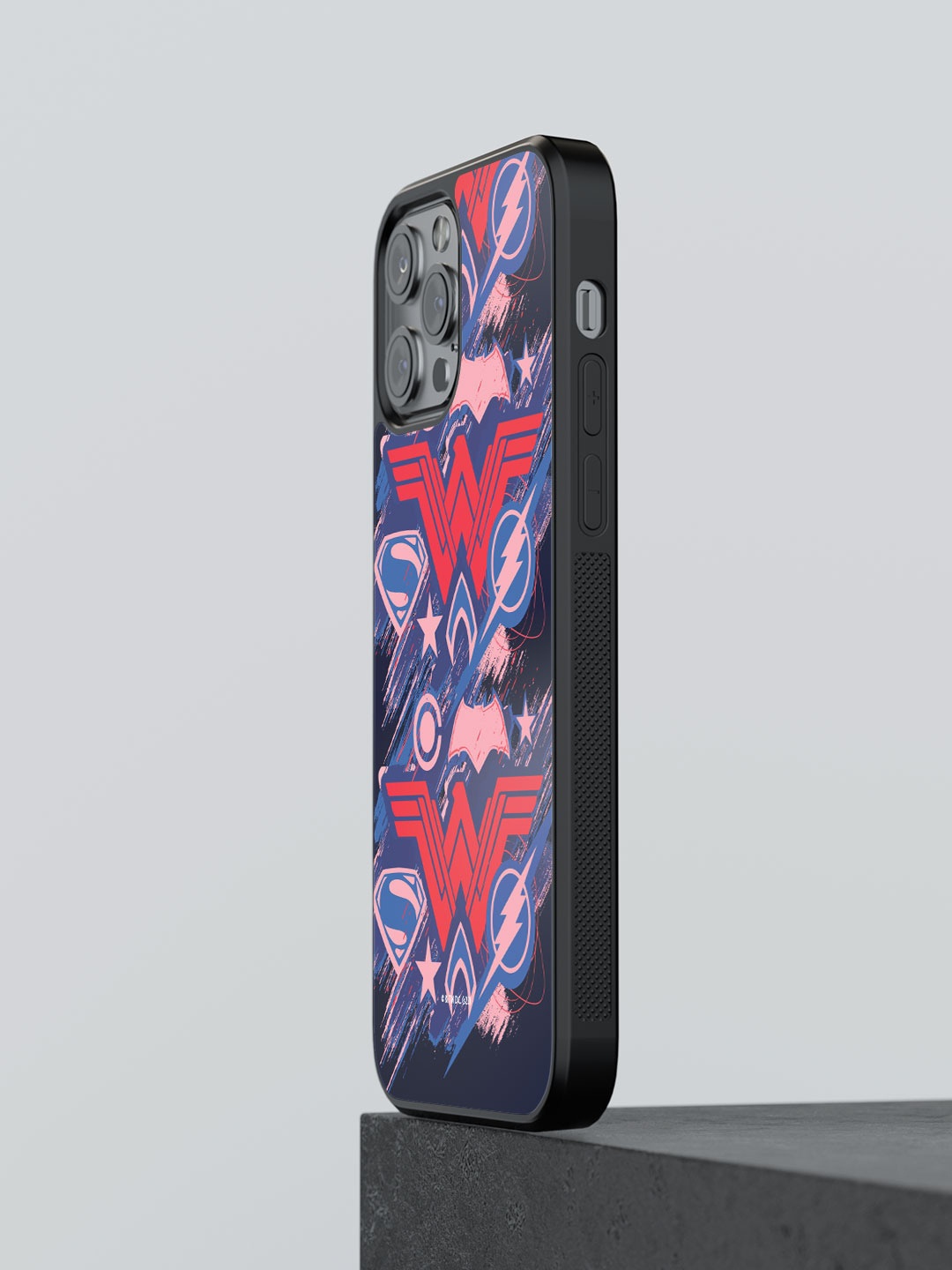 

macmerise Scribbled Logos Printed iPhone 12 Pro Max Phone Bumper Case, Red
