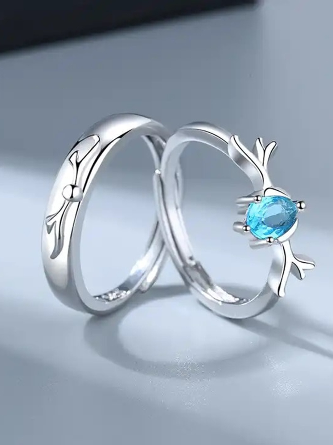 

KRYSTALZ Silver-Plated Adjustable Couple Finger Rings