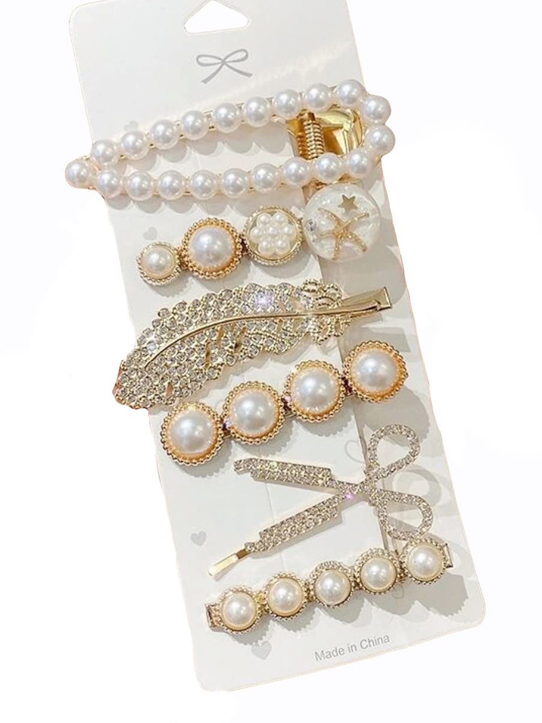 

ANNA CREATIONS Set Of 11 Embellished Alligator Hair Clip, Gold