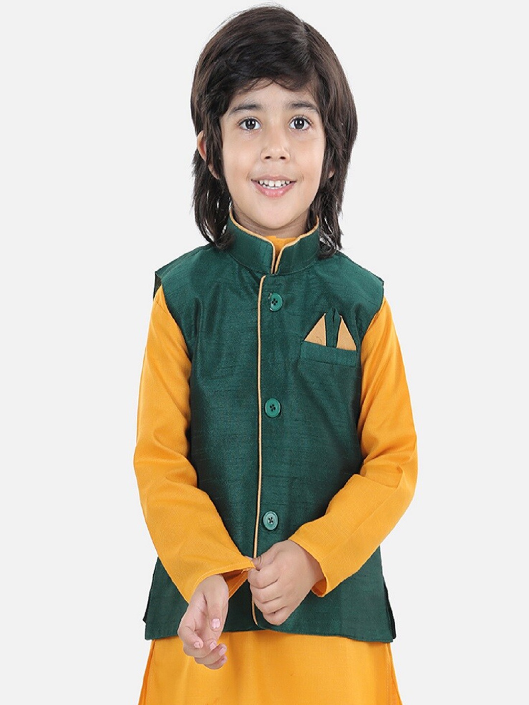 

BownBee Boys Mandarin Collar Nehru Jacket, Green