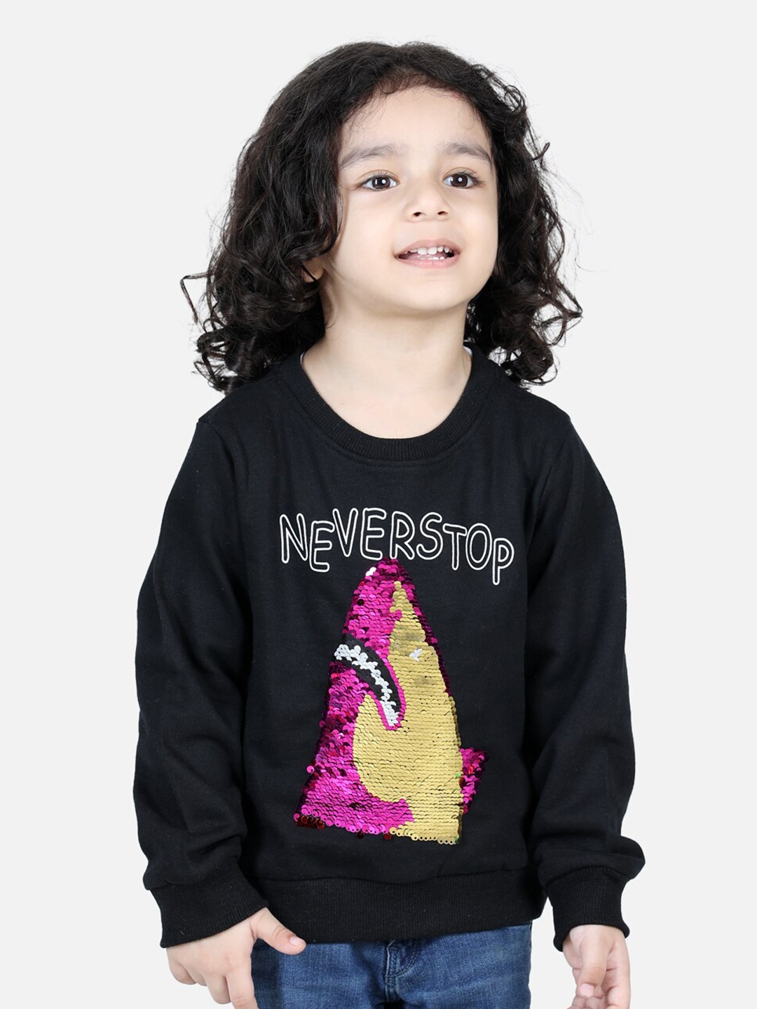 

BownBee Boys Embellished Long Sleeves Cotton Pullover, Black