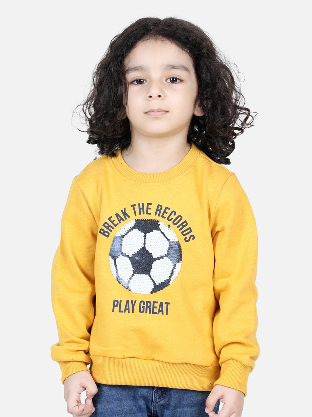 

BownBee Boys Embellished Long Sleeves Cotton Pullover, Yellow